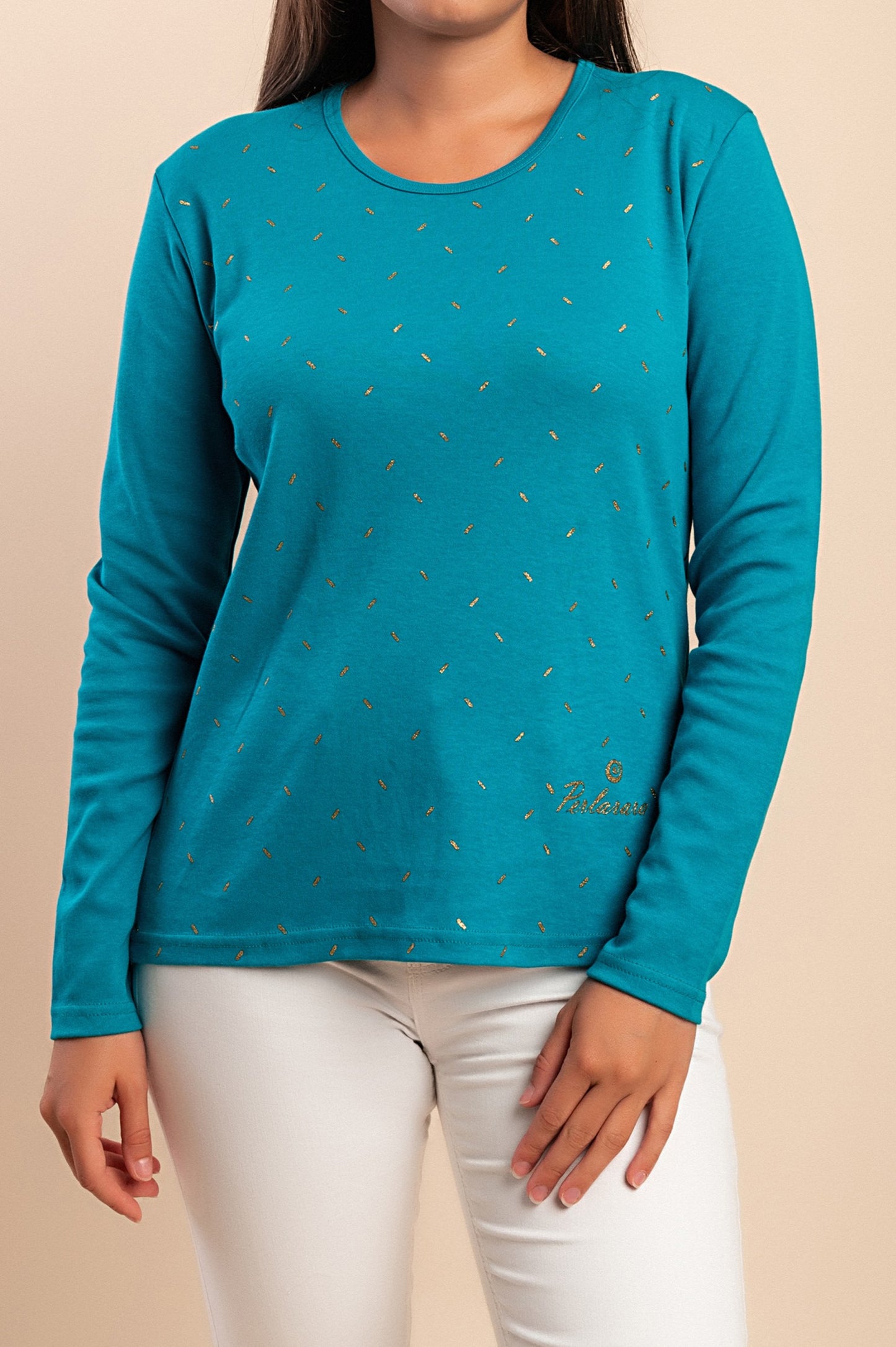 Maglia in cotone a maniche lunghe, blu
