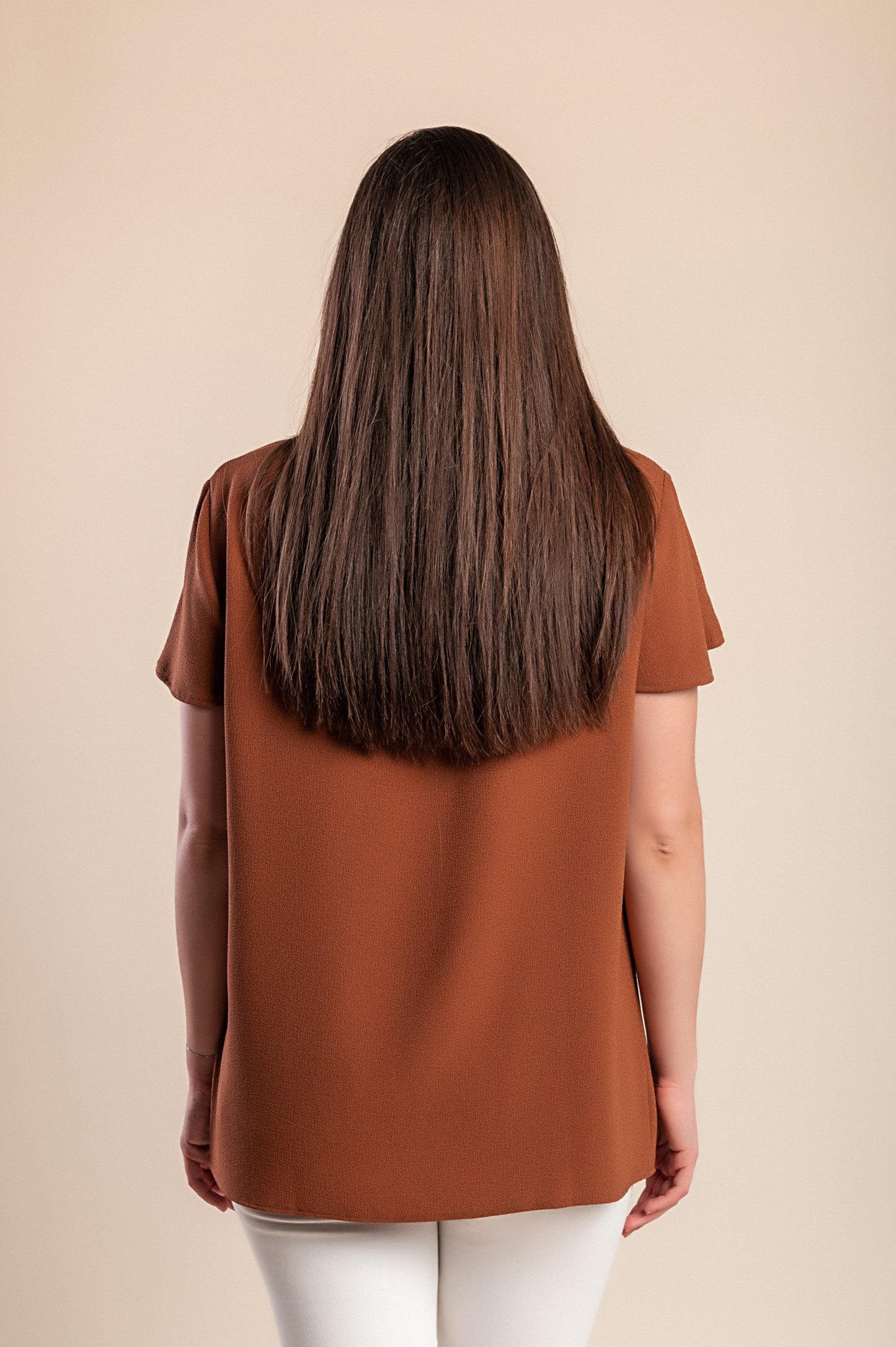 T-shirt girocollo, cammello