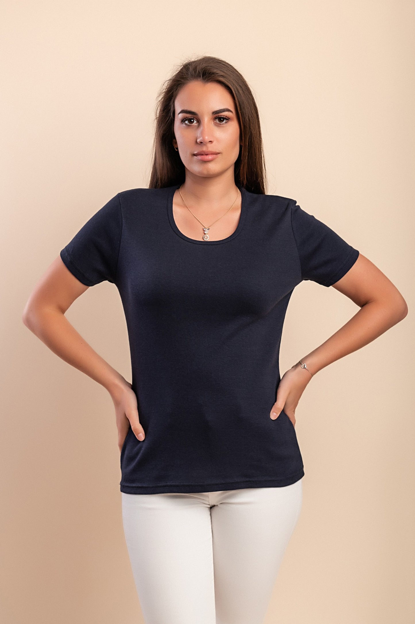 T-shirt in cotone taglie forti, blu scuro