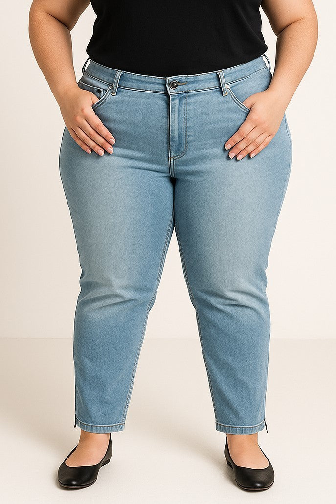 Jeans taglie forti, azzurro chiaro