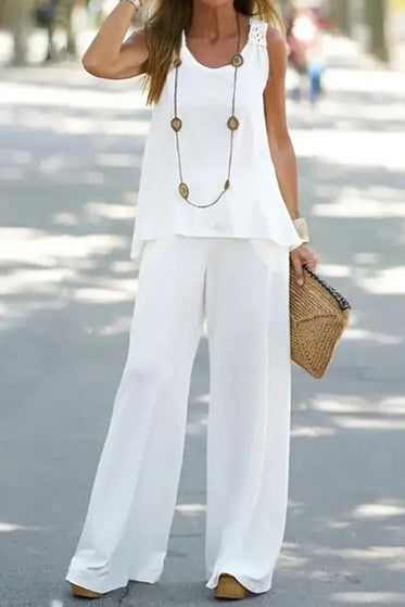 Set con dettagli all'uncinetto, bianco