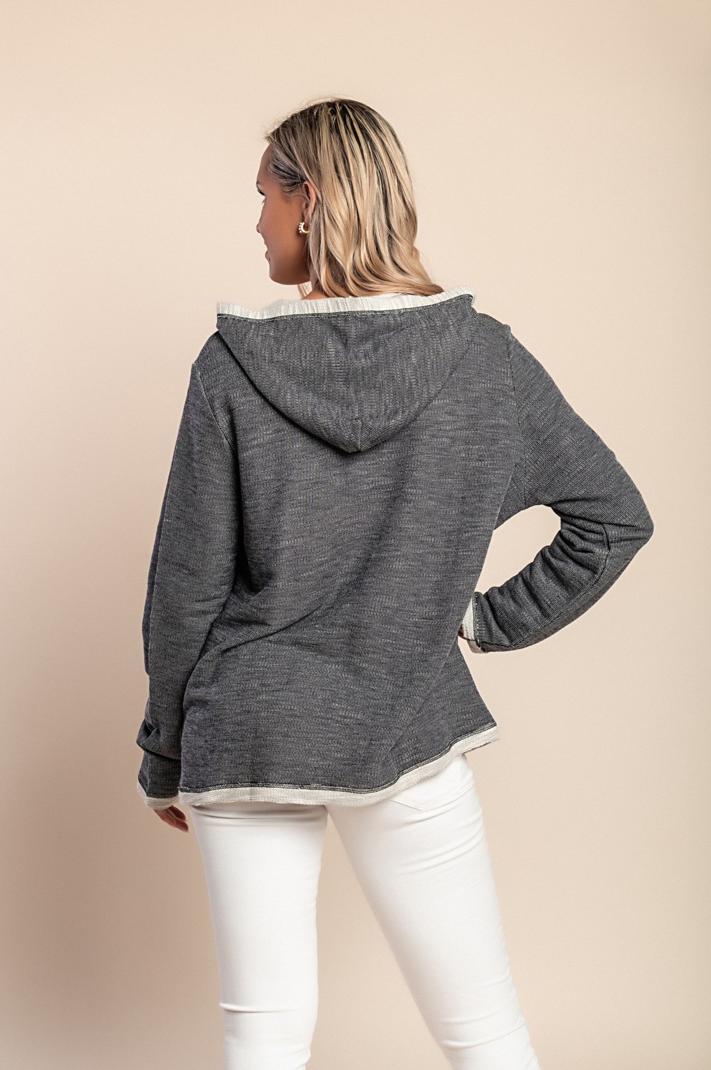 Top con cerniera, nero