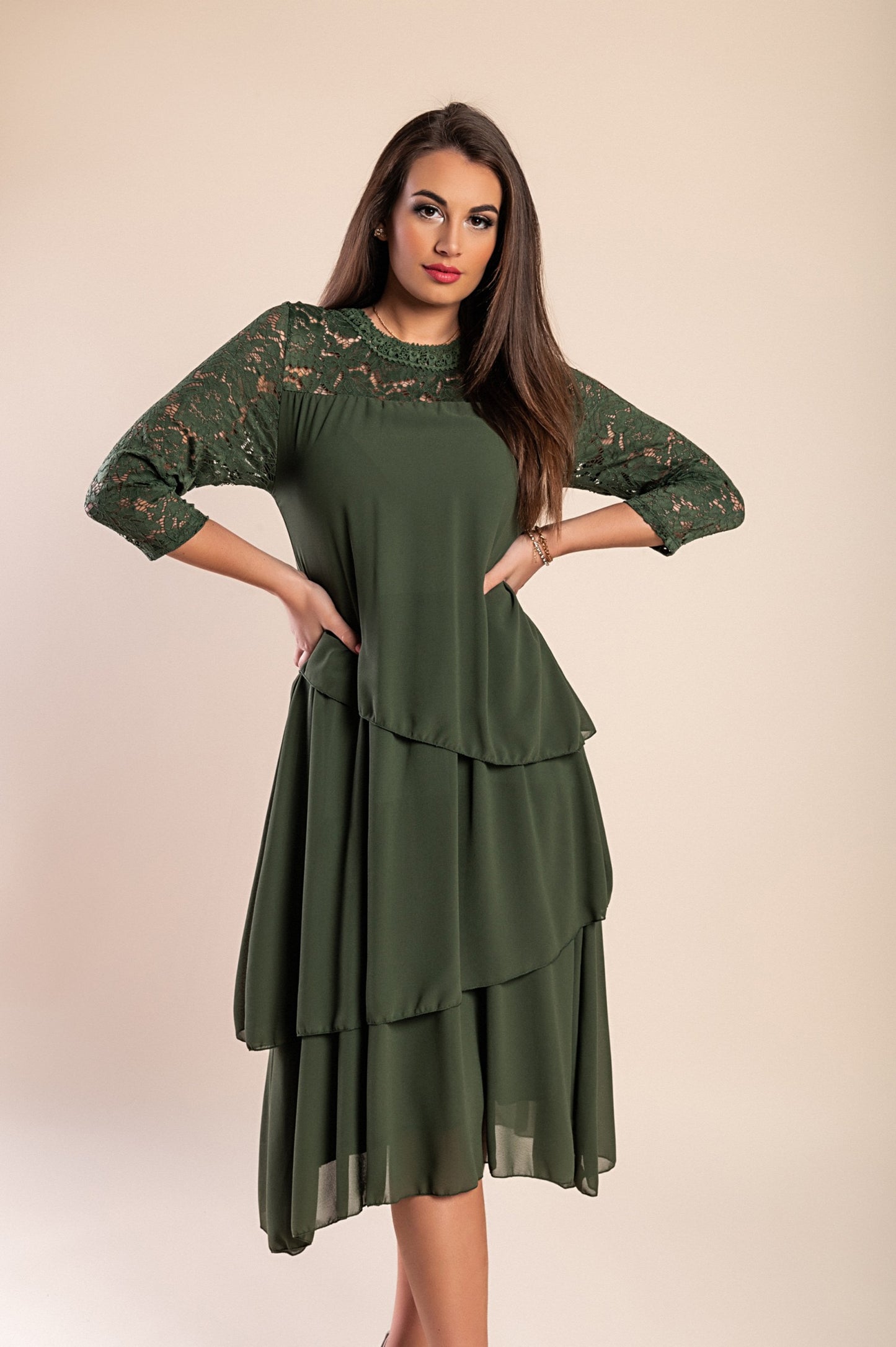 Abito elegante con pizzo, blu scuro