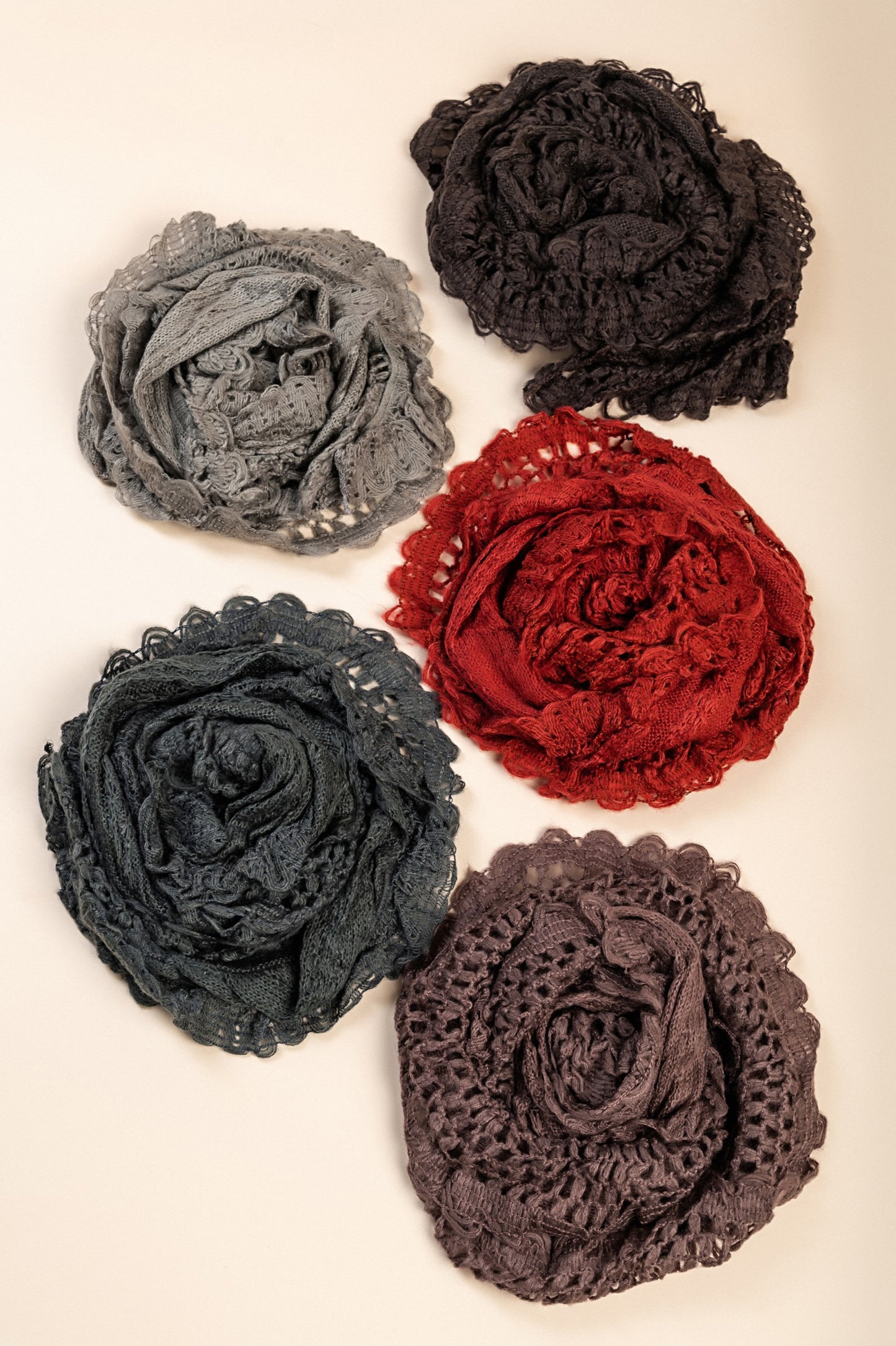 Set di 5 sciarpe, multicolore