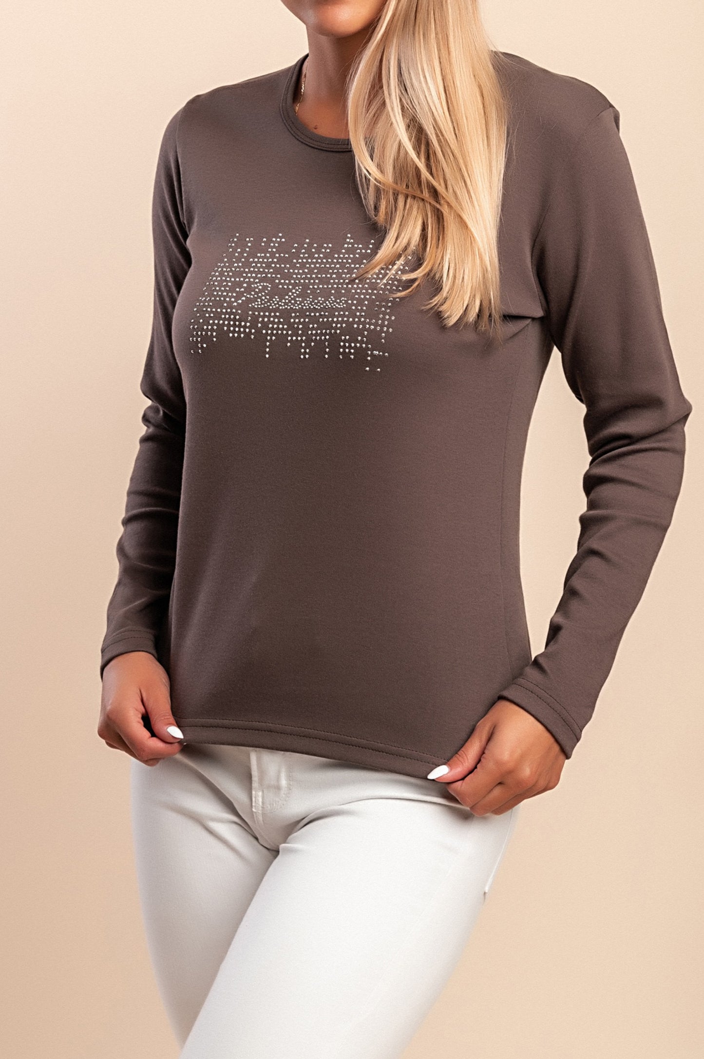 Maglia in cotone a maniche lunghe, marrone