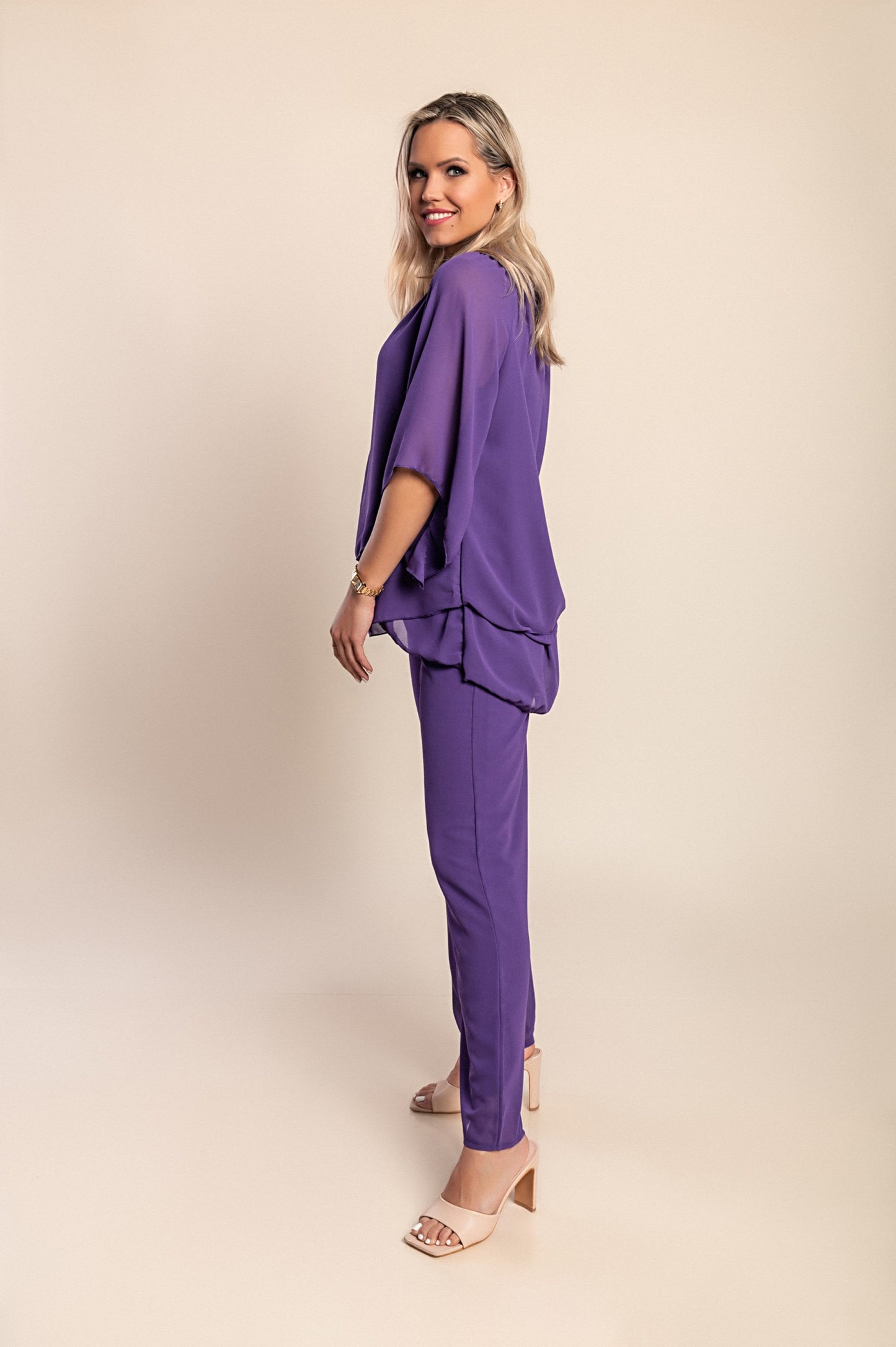 Elegante set tunica e pantaloni lunghi, blu scuro