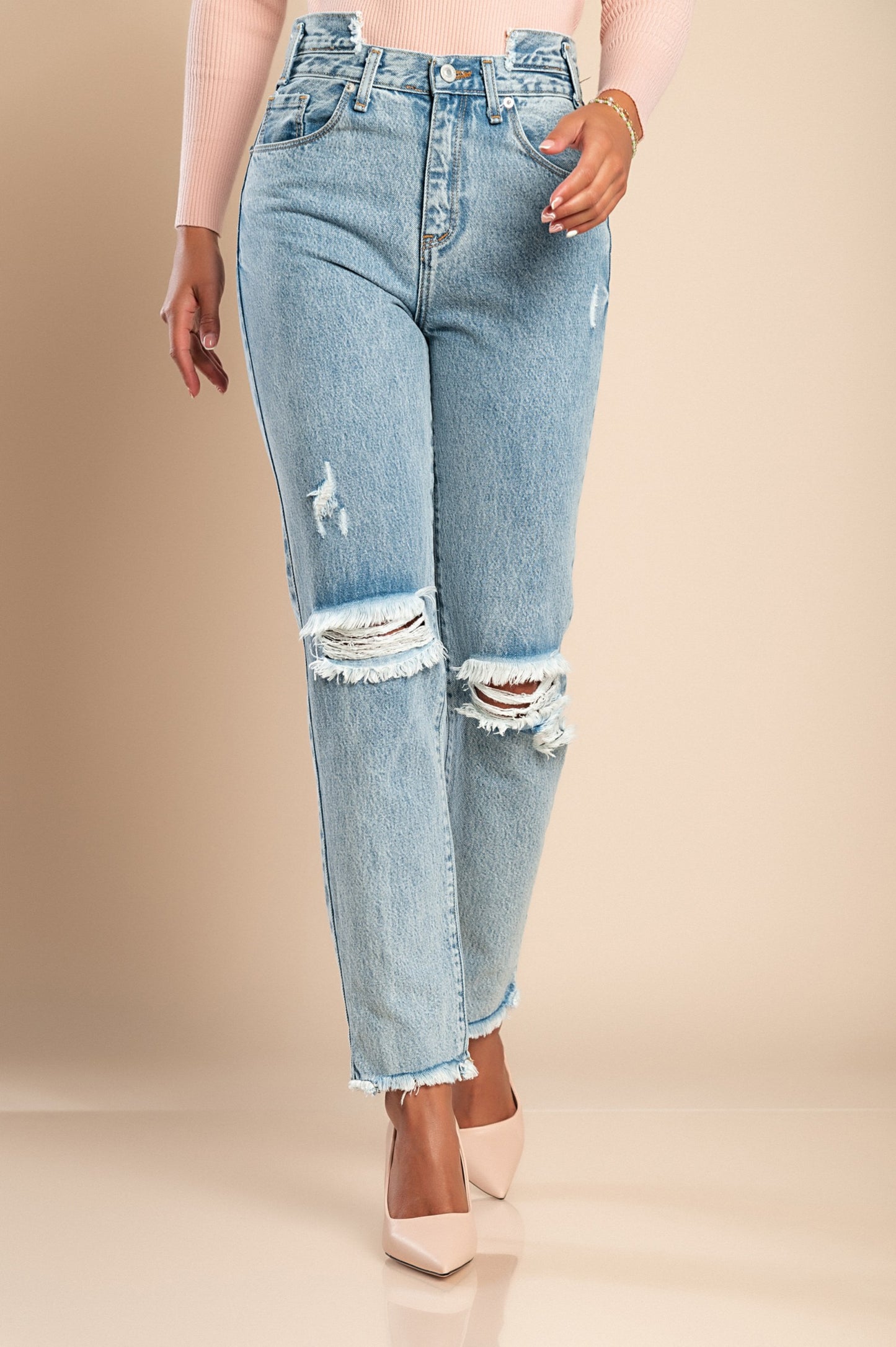 Jeans a gamba dritta, colore azzurro