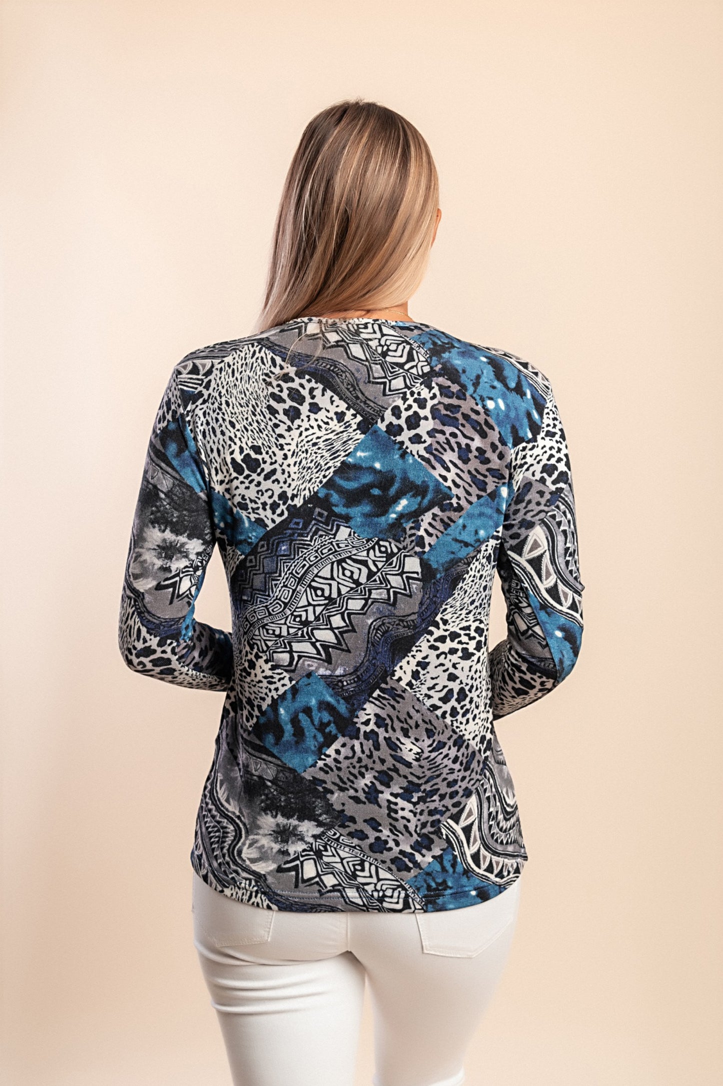 Top stampato, beige