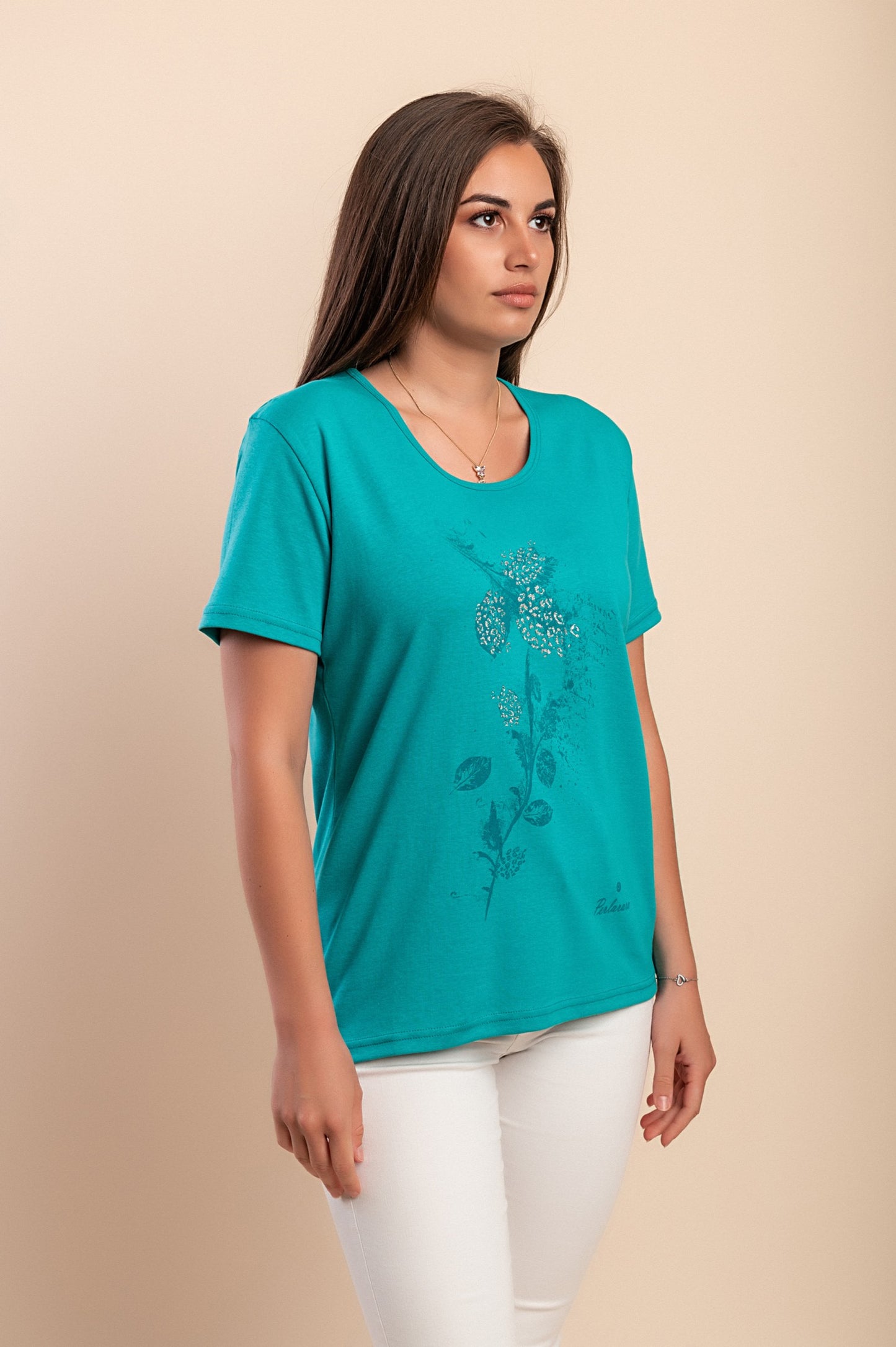 T-shirt in cotone con stampa, rosa chiaro