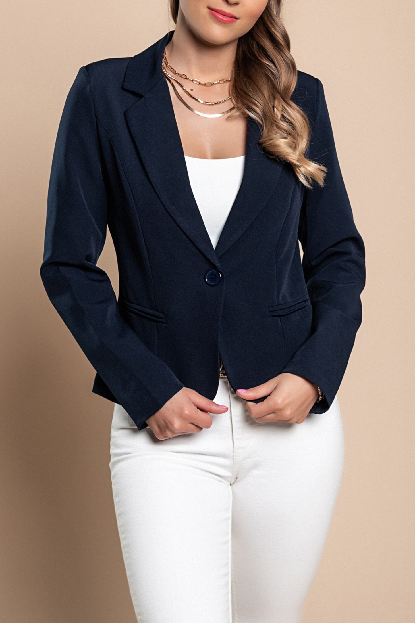 Blazer con scollo classico Softina, nero