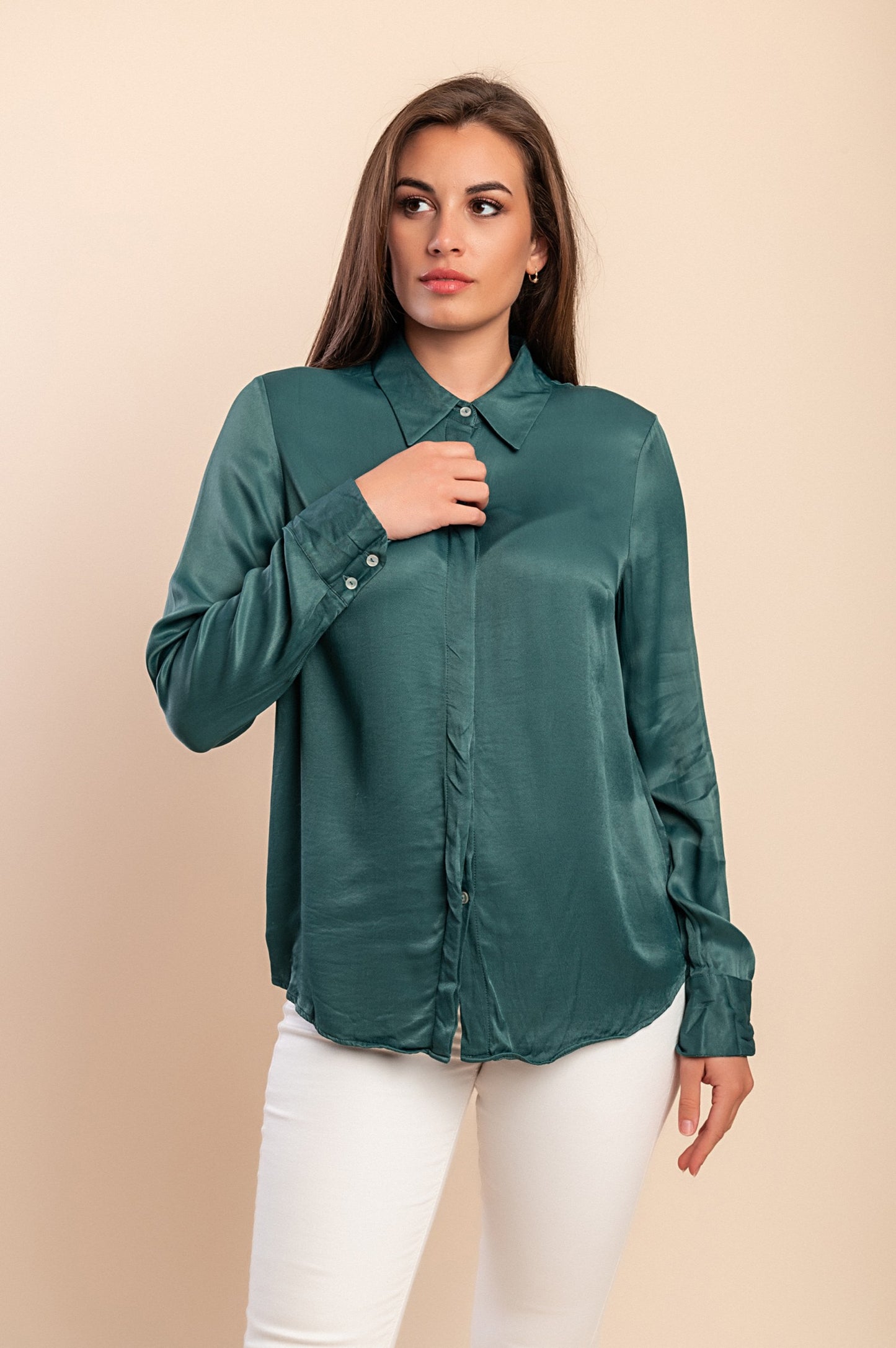 Camicetta taglie forti con bottoni, verde