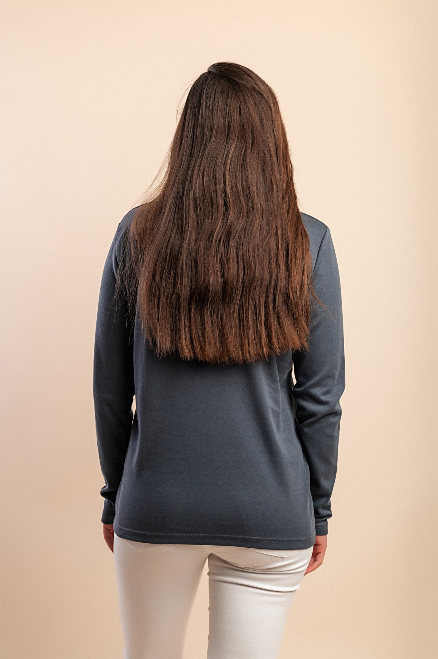 Top in viscosa con collo alto, blu scuro