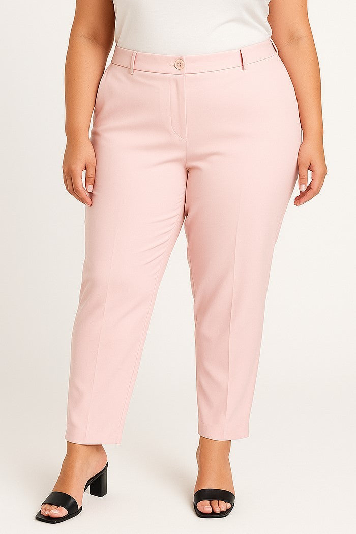 Pantaloni taglie forti, rosa chiaro