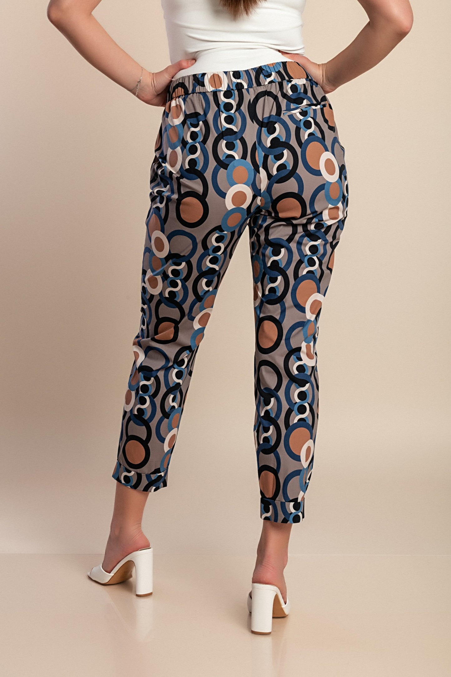 Pantaloni eleganti stampati, grigi