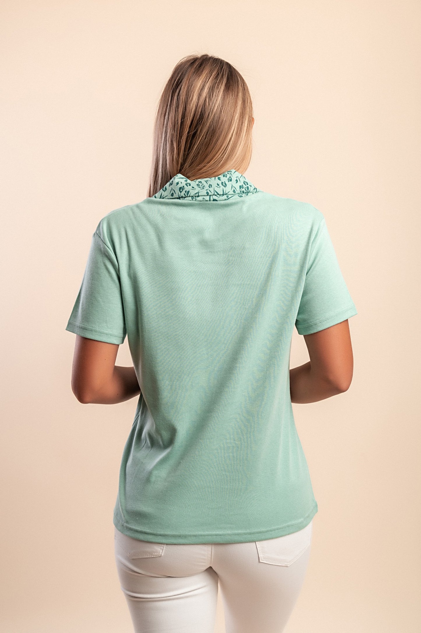 T-shirt in cotone con colletto, blu scuro