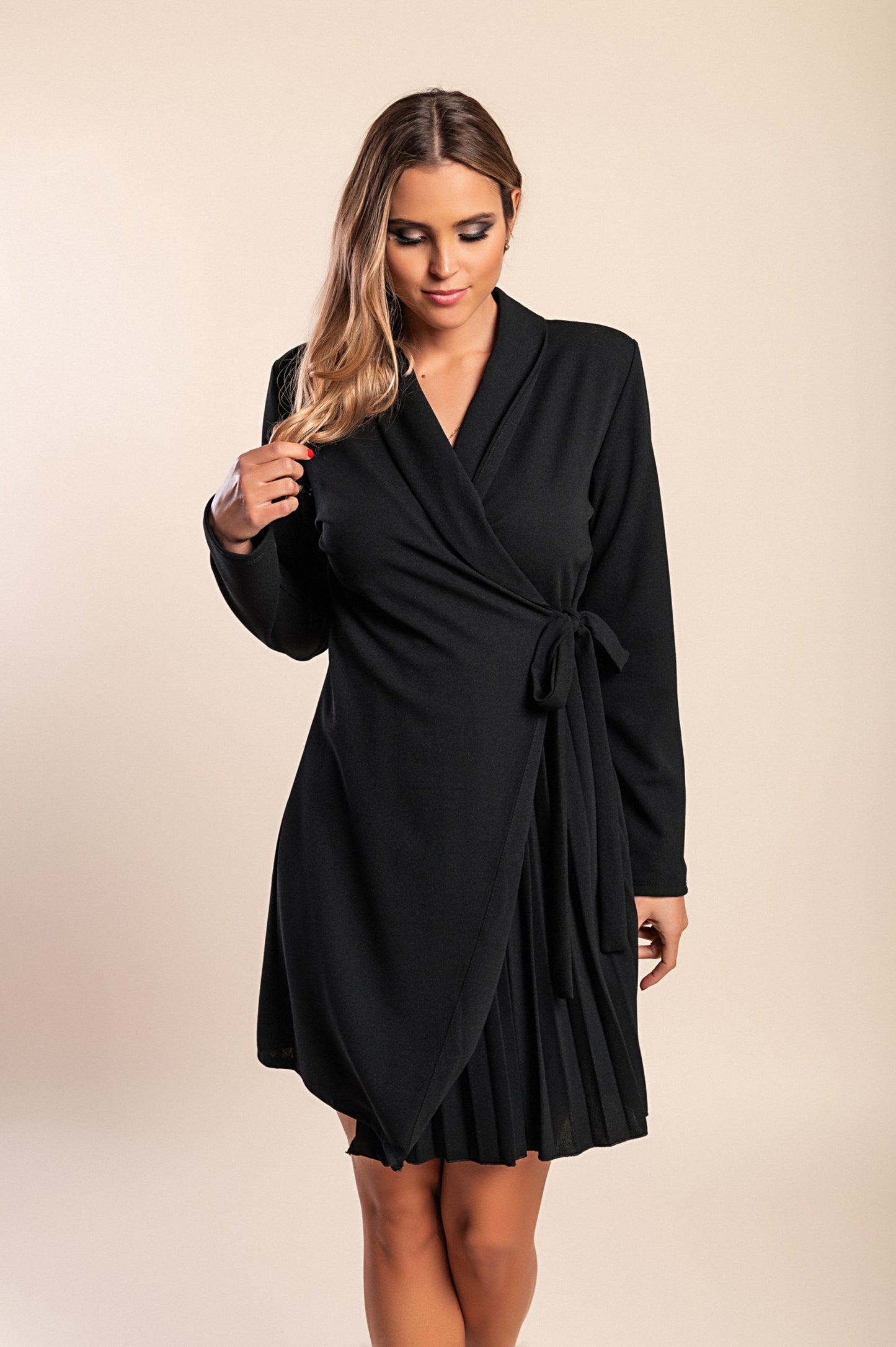 Abito elegante a chiusura ad incrocio Denver, marrone chiaro