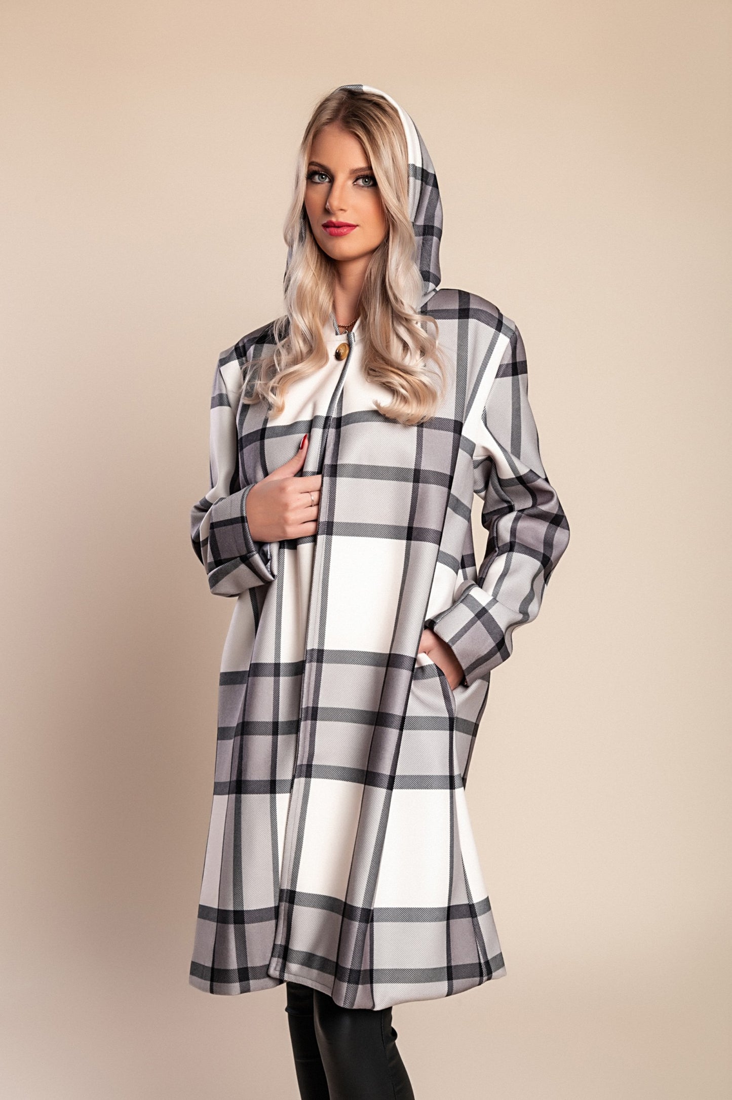 Cappotto a quadri, marrone