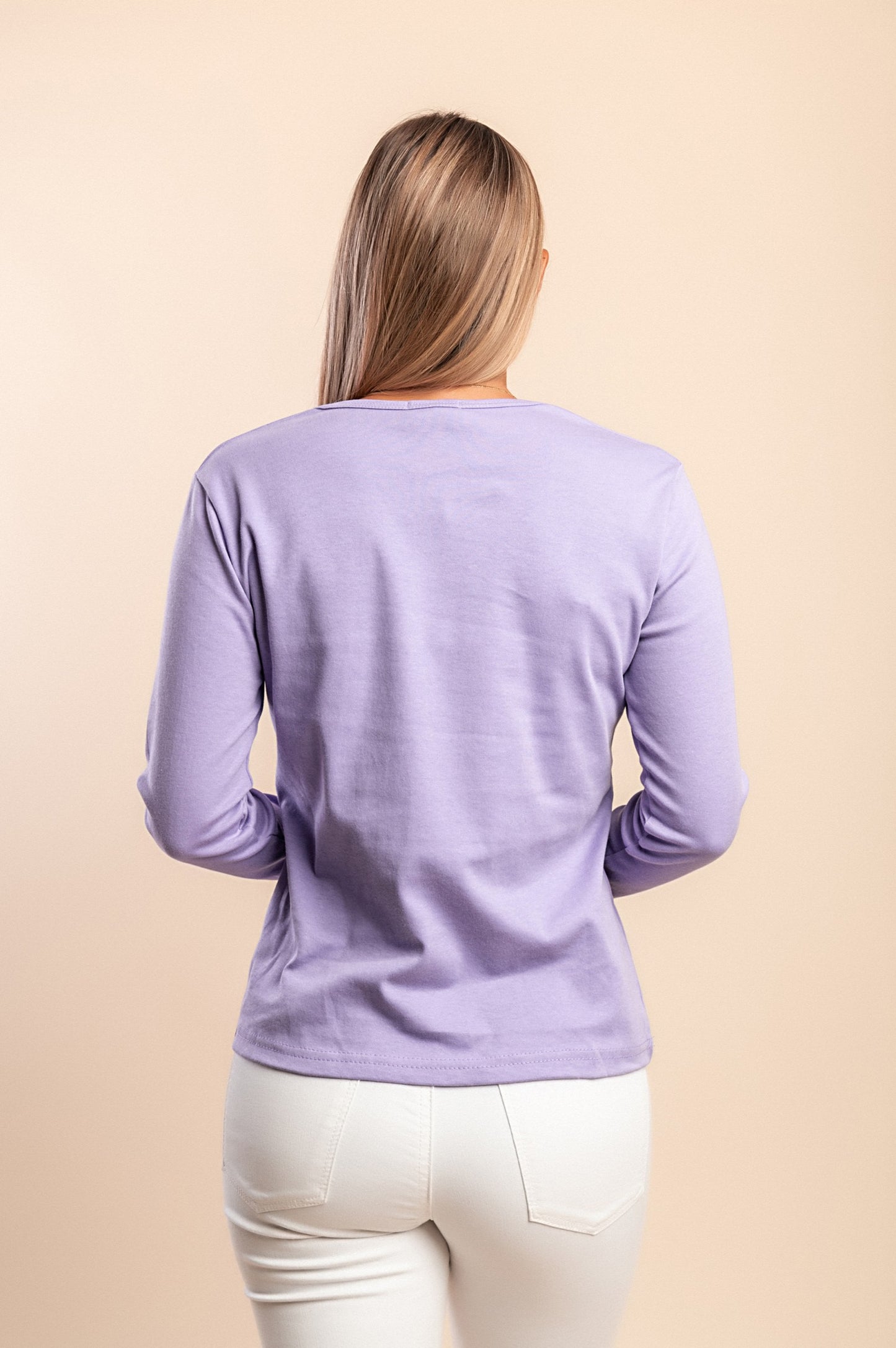 Maglia in cotone a maniche lunghe, turchese