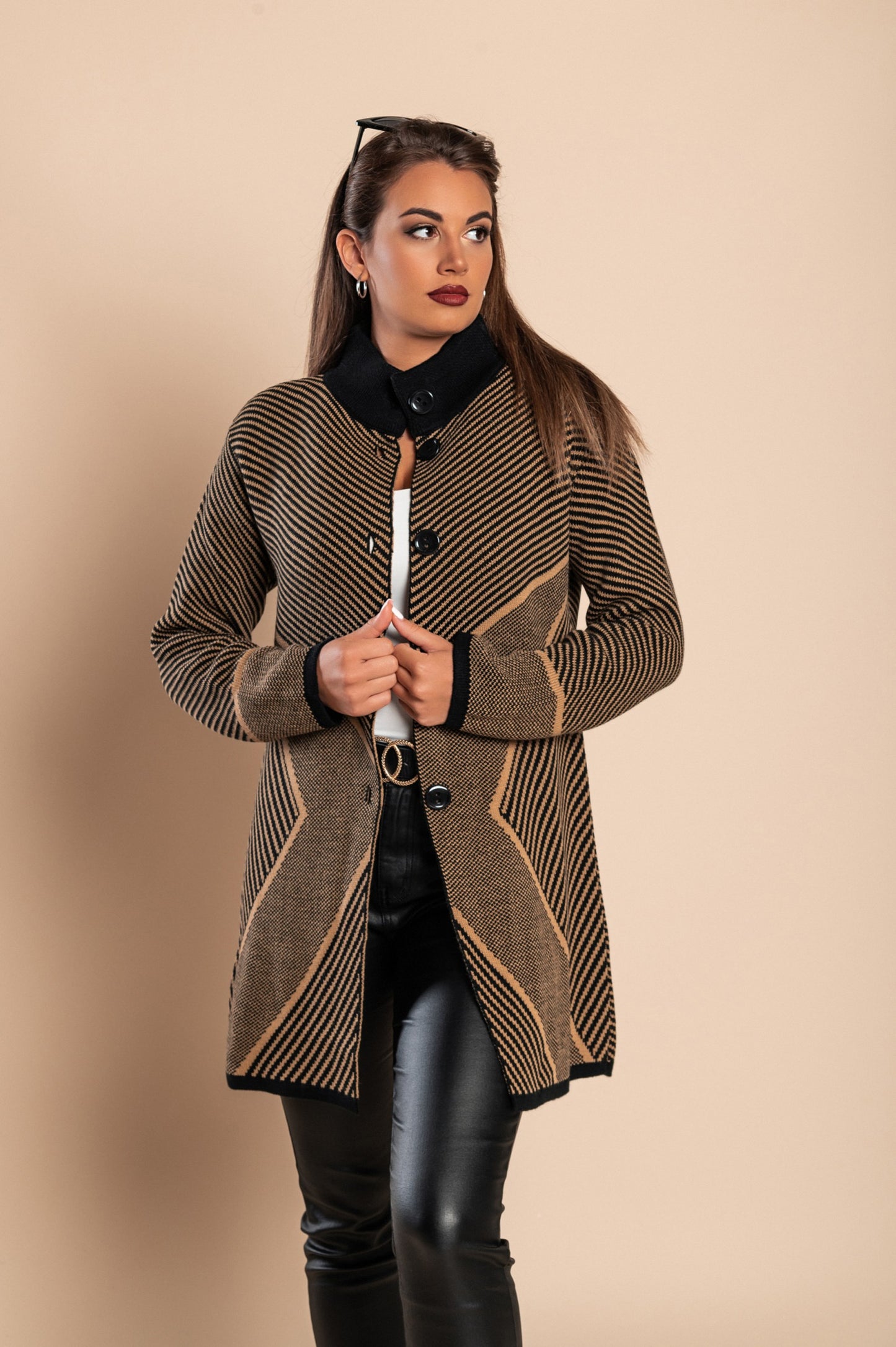 Cardigan lavorato a maglia con motivo, nero