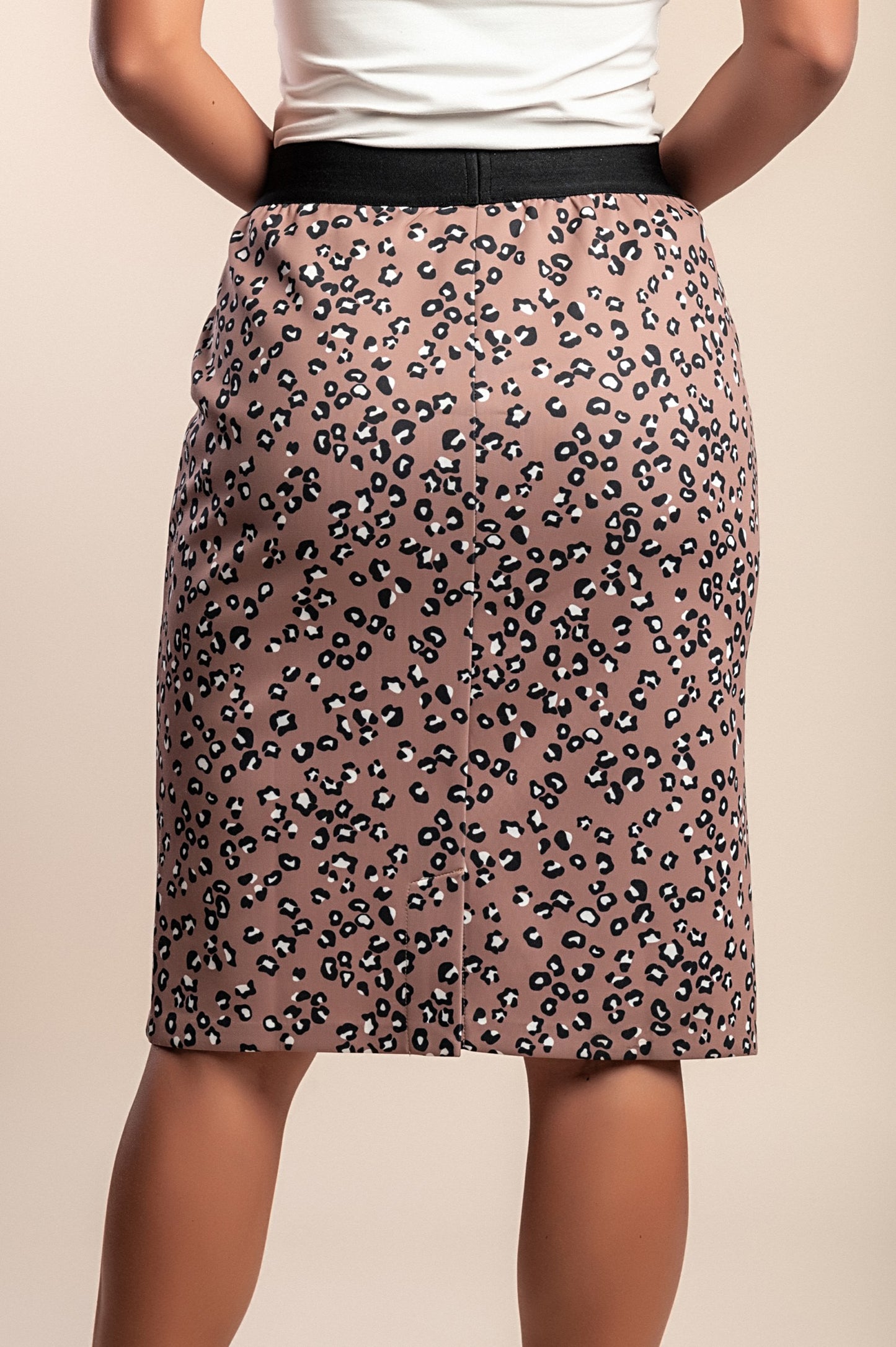 Gonna midi stampata, marrone