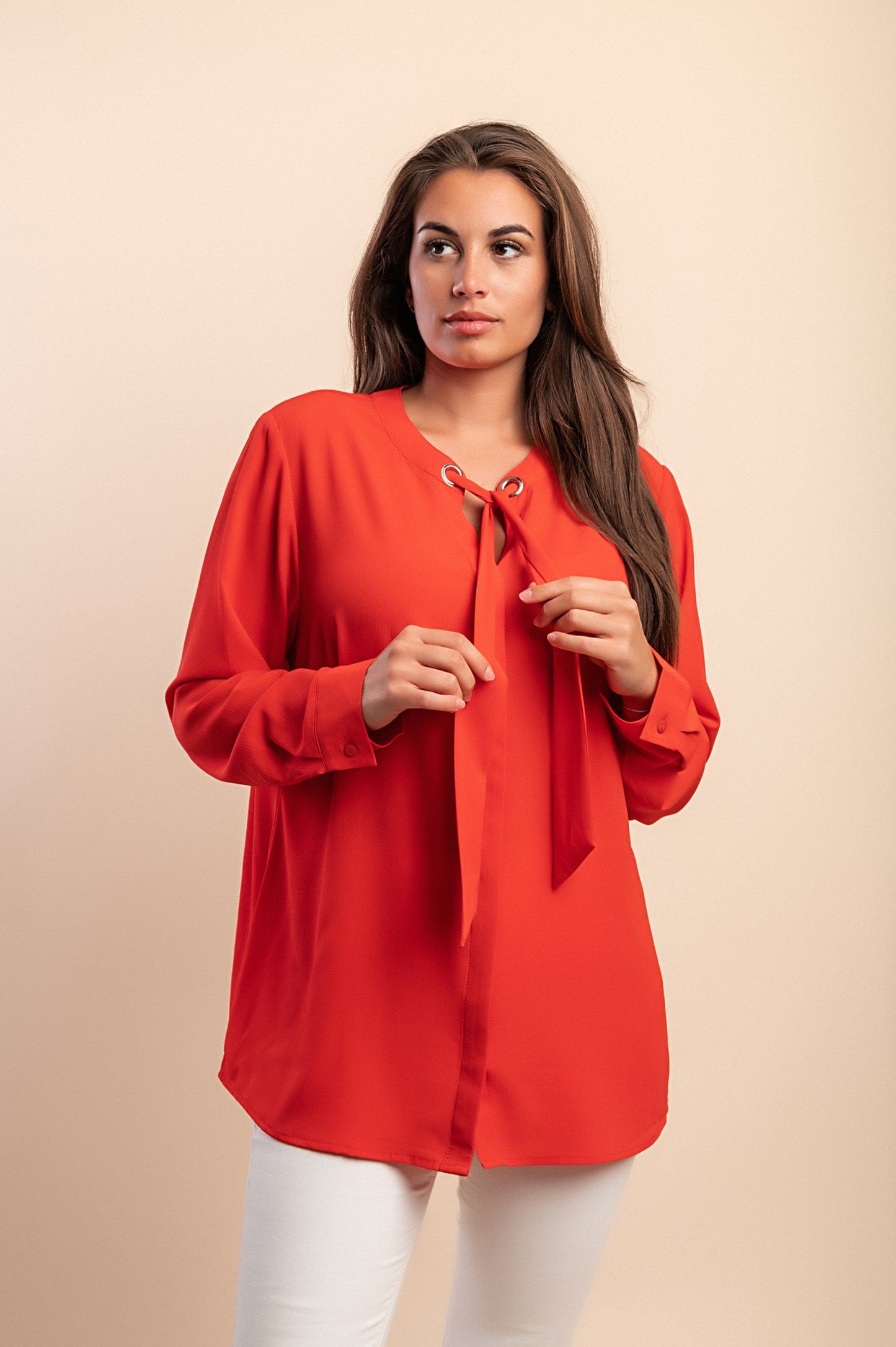 Blusa elegante taglia forte, rossa
