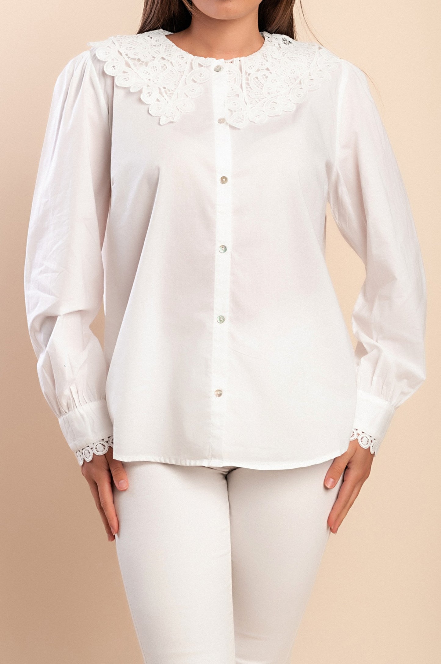 Camicia in pizzo, bianca