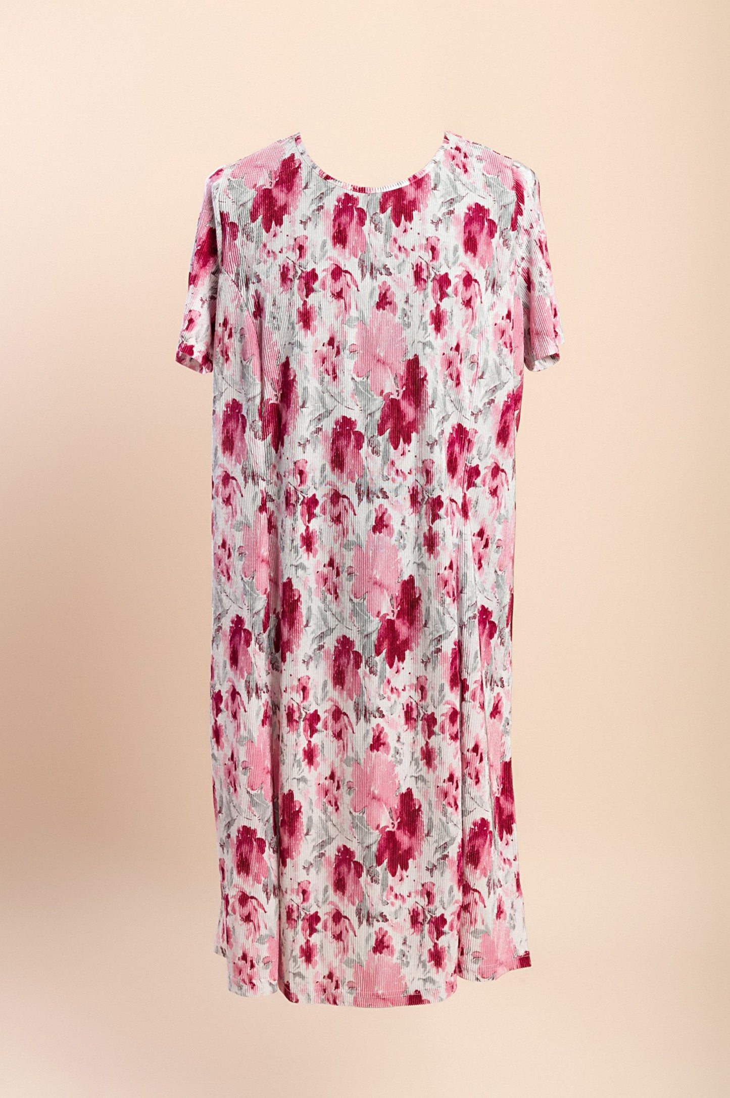 Abito taglie forti con stampa floreale, rosa