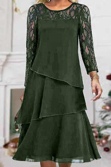 Abito elegante con pizzo, blu scuro