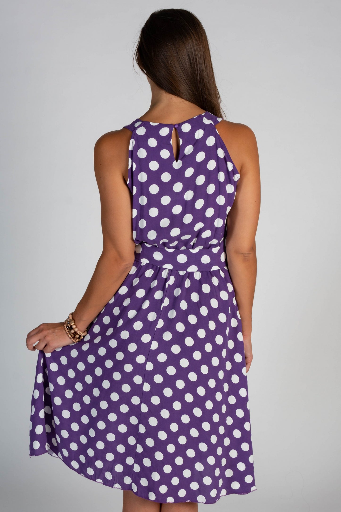 Abito midi con stampa pois Moulisha, lila