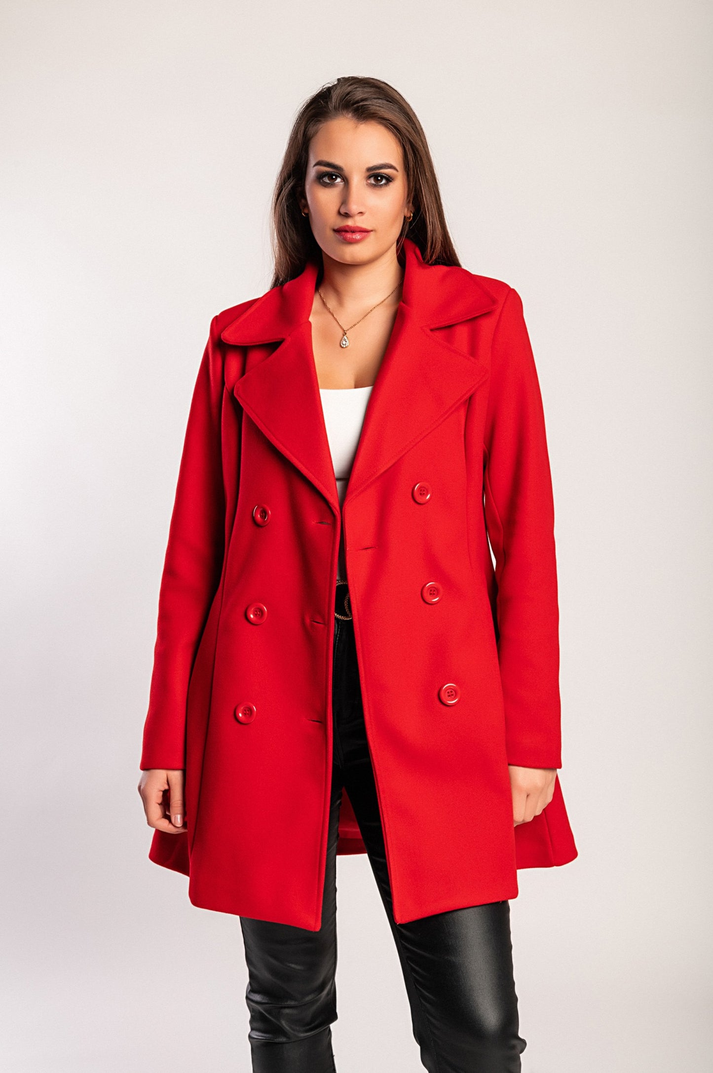 Cappotto elegante con bottoni, beige