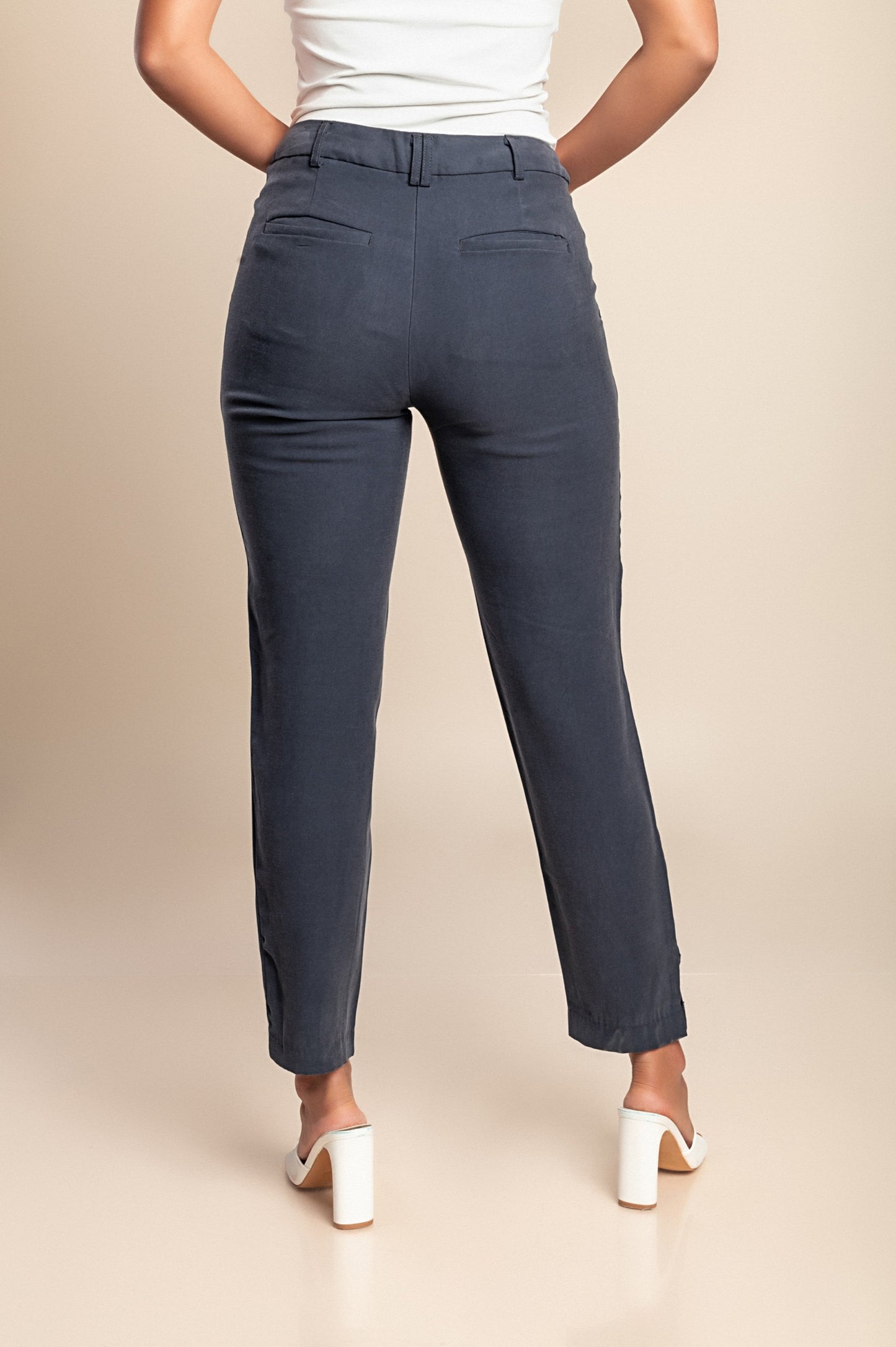 Pantaloni in viscosa taglie forti, blu scuro