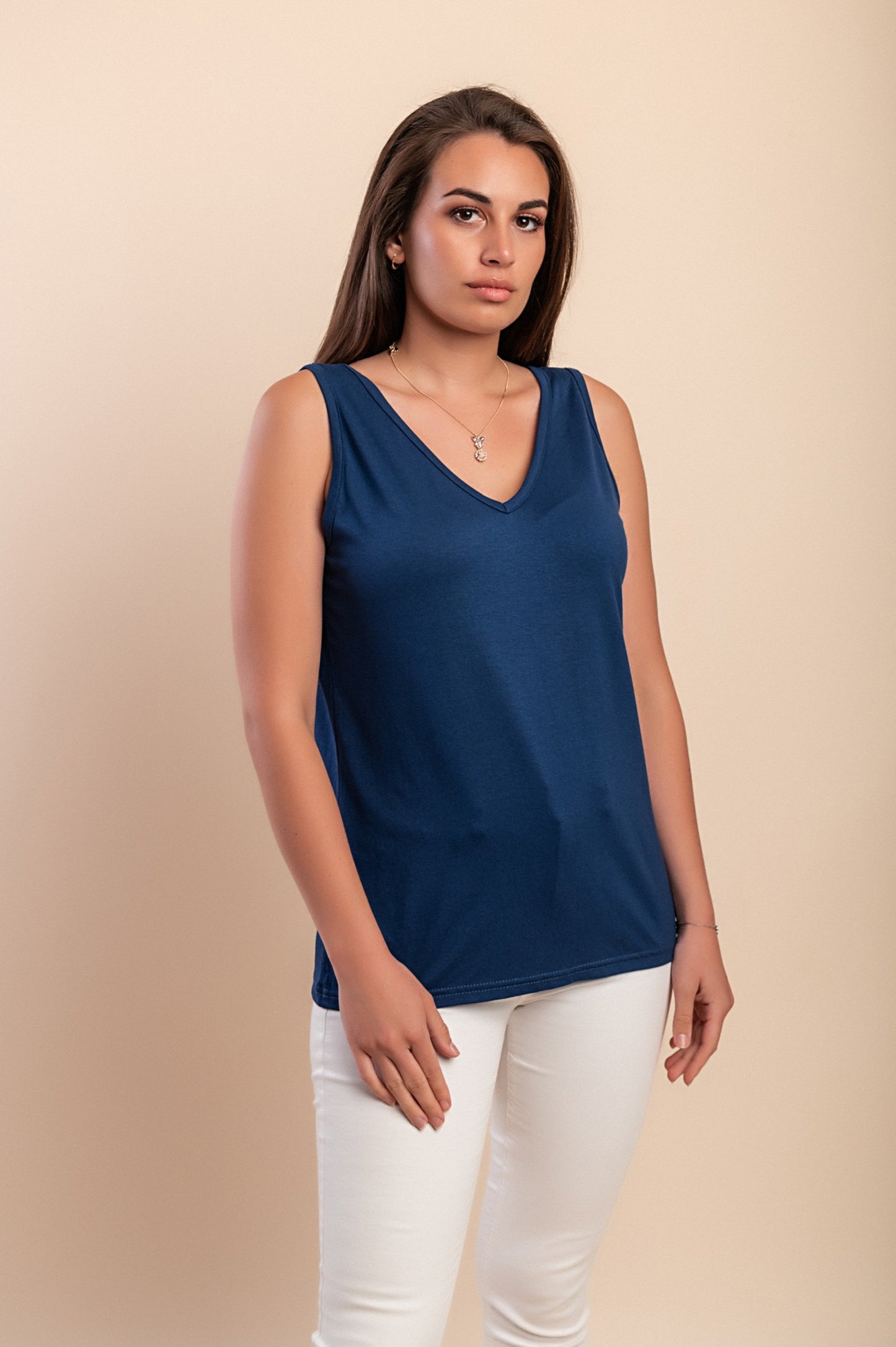 Top senza maniche, blu scuro