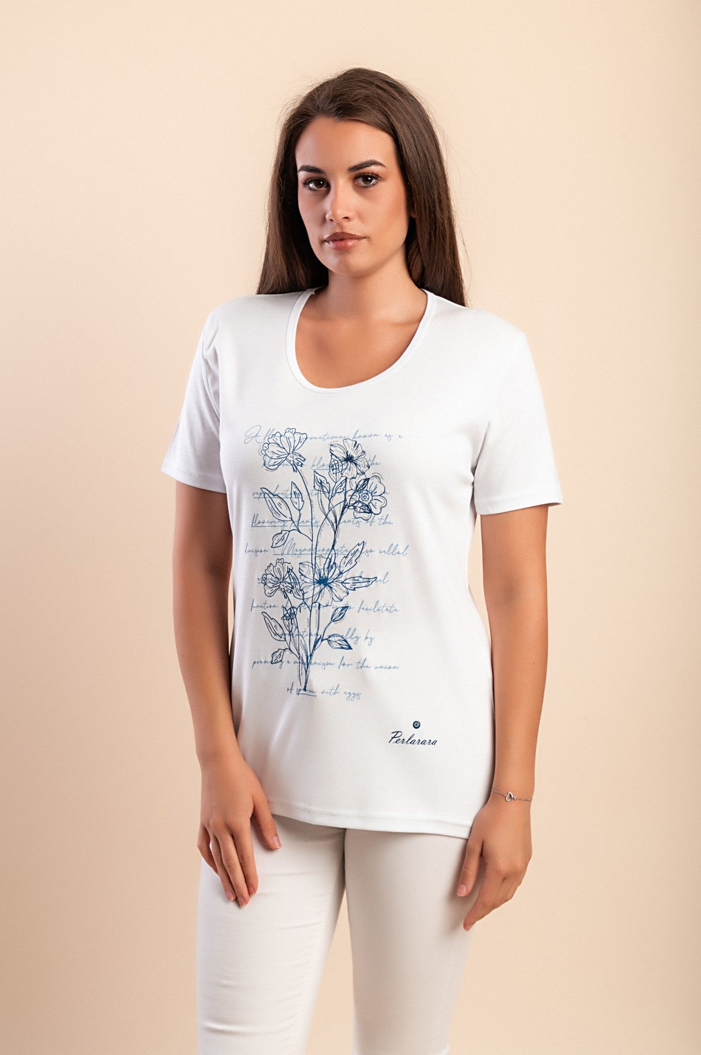 T-shirt in cotone con stampa, bianca