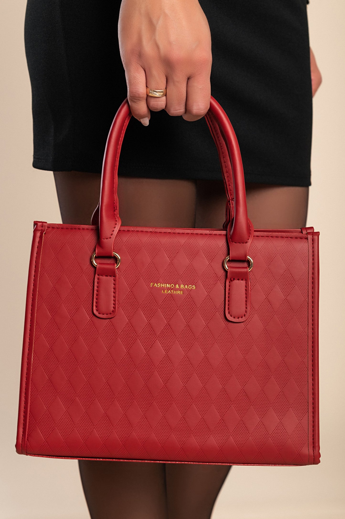 Borsa a mano in combinazione bicolore, bianco