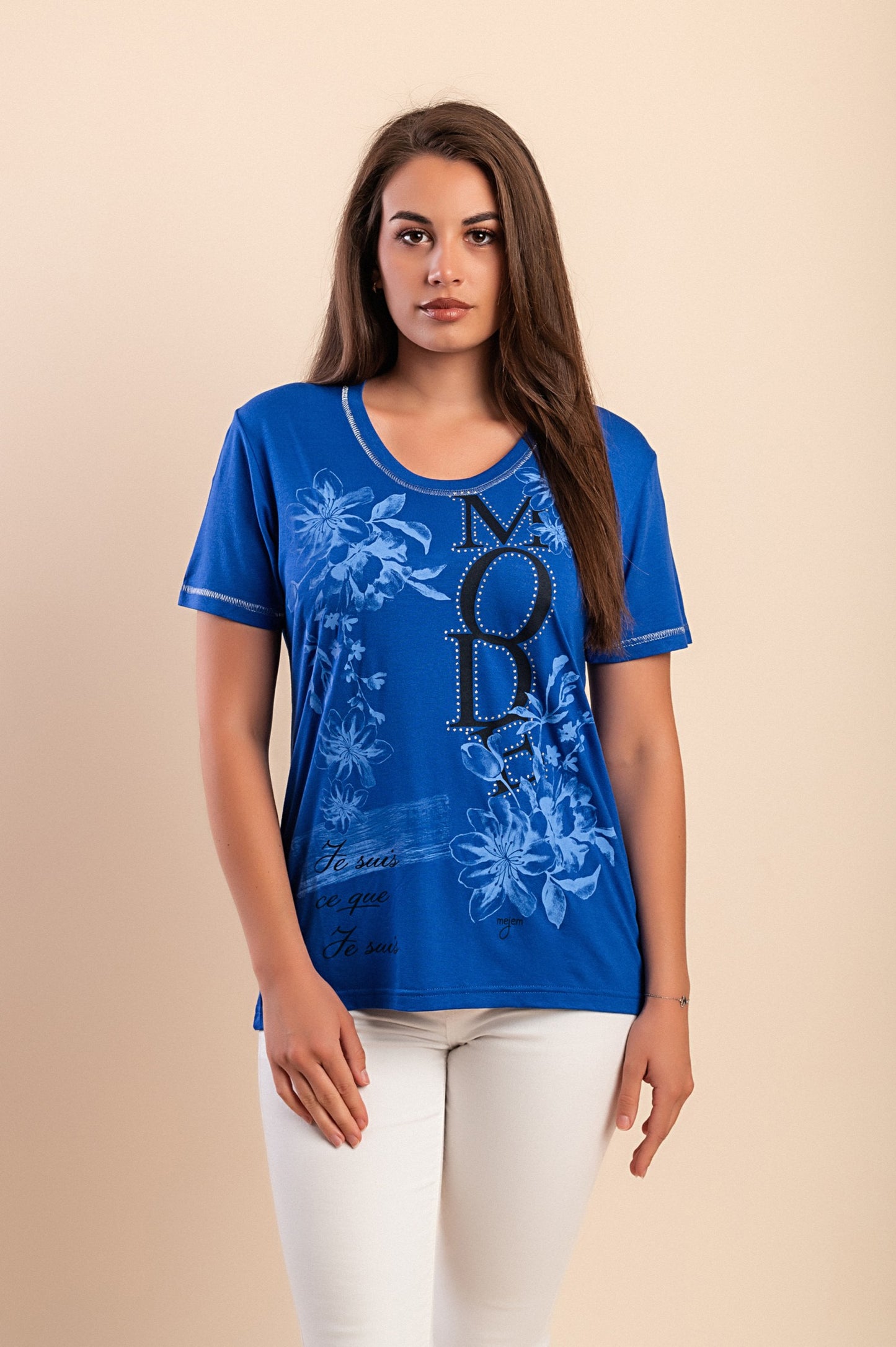 T-shirt con stampa, blu reale