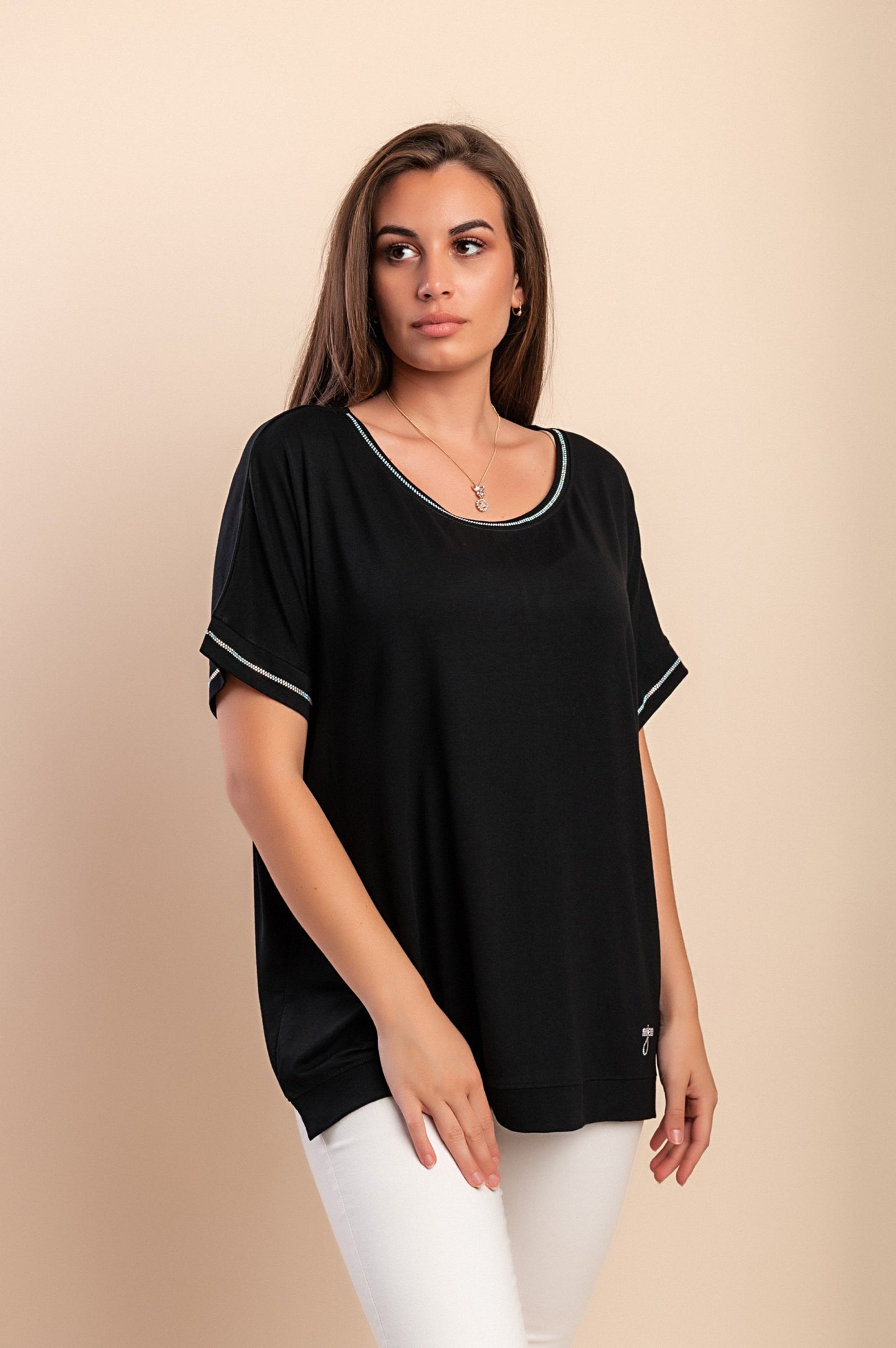 T-shirt in viscosa, nera