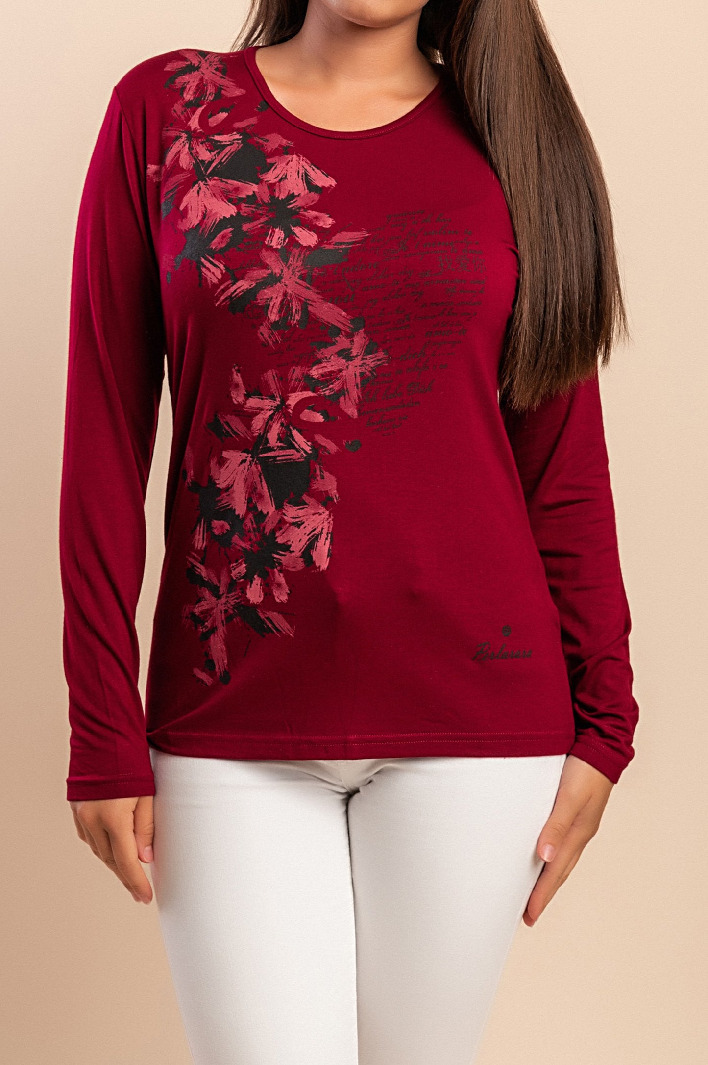 Maglia in cotone a maniche lunghe, beige