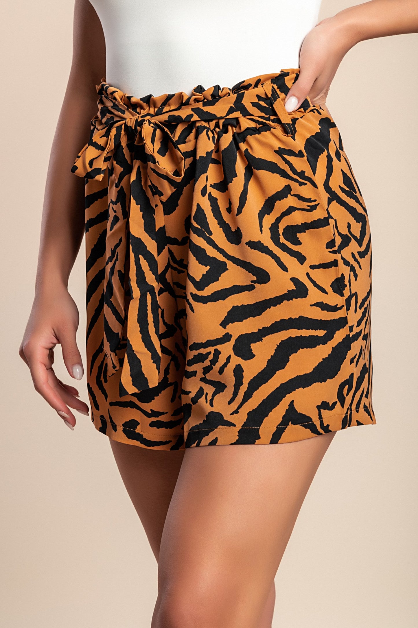 Pantaloncini stampati, marrone