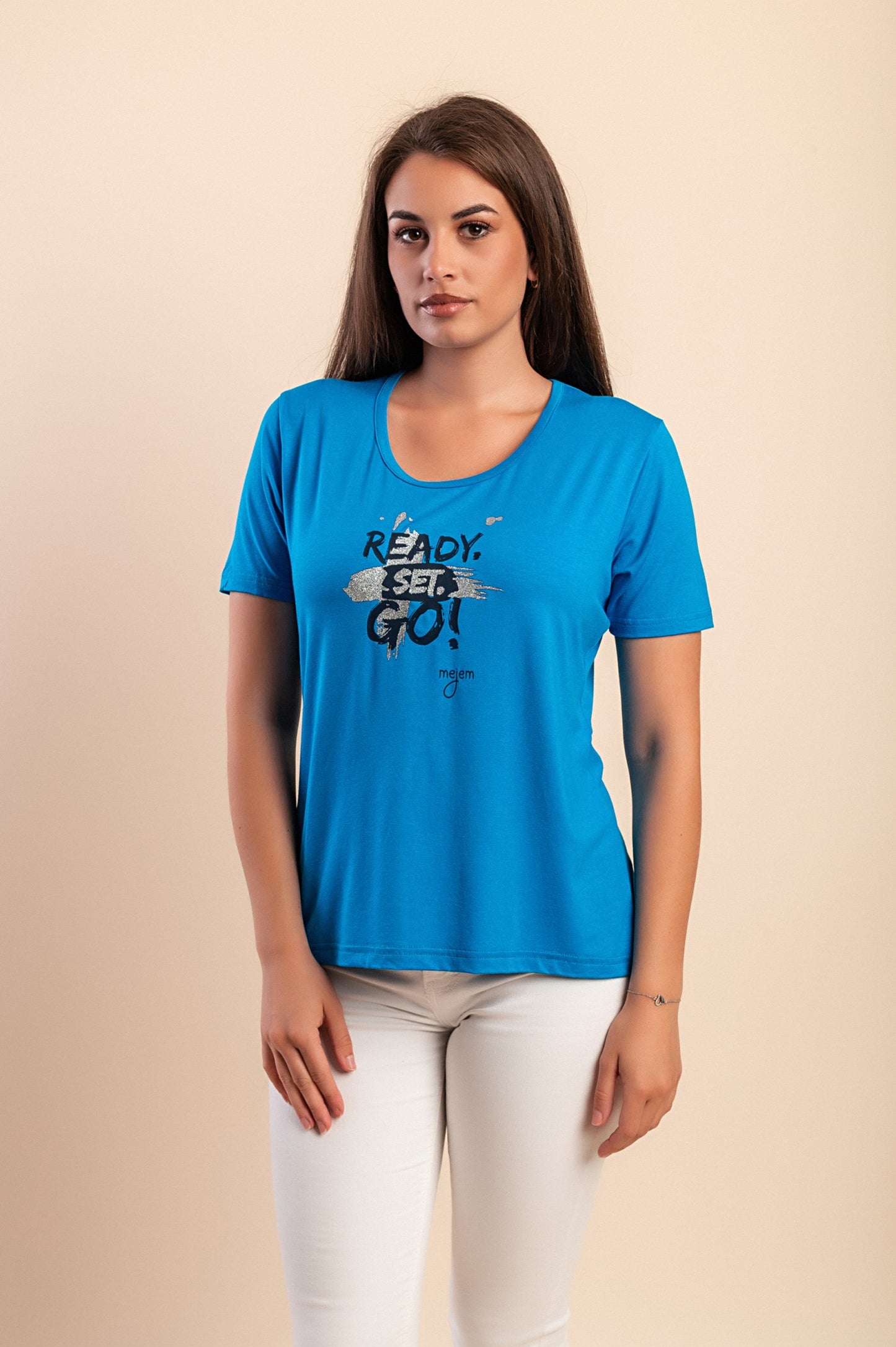 Maglietta con stampa, blu