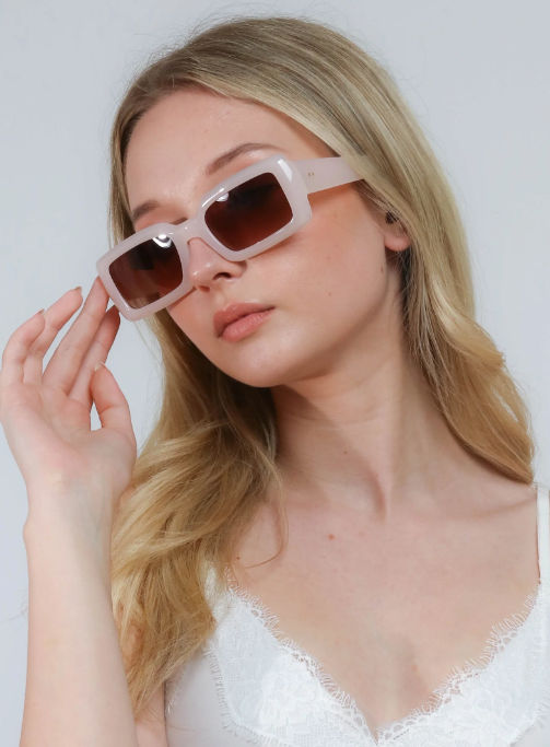 Occhiali da sole fashion con montatura rettangolare, ART2168, beige