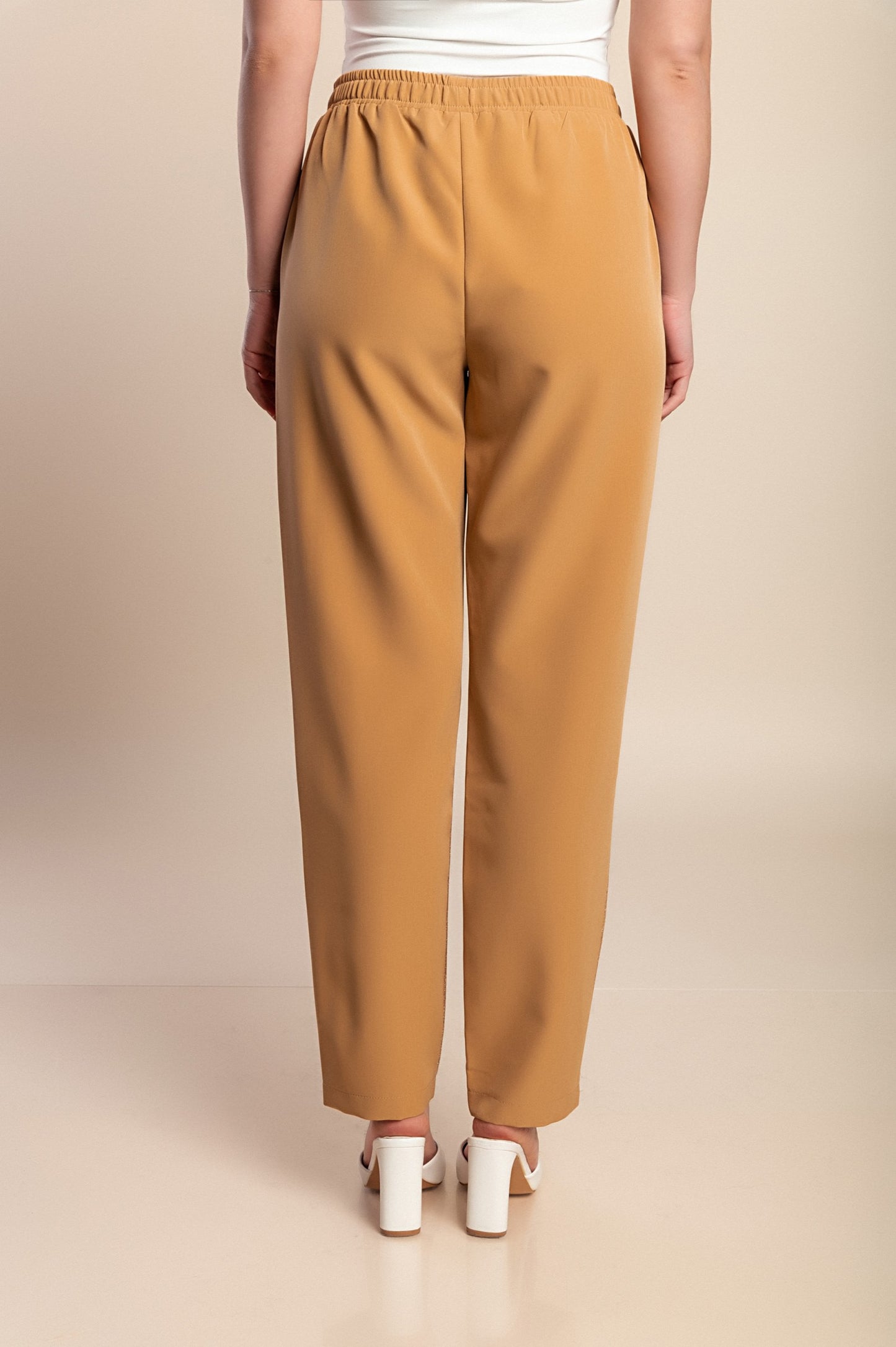 Pantaloni lunghi taglie forti, cammello