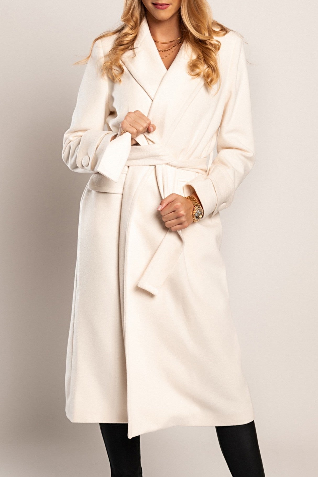Cappotto lungo elegante Canossa, panna