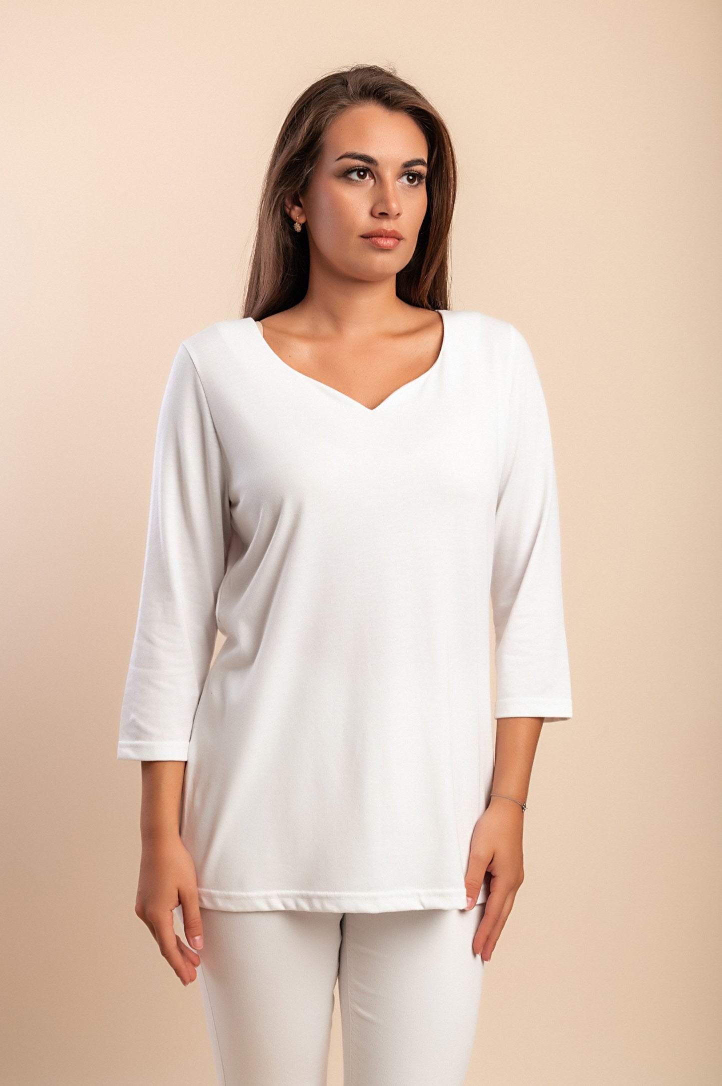 Top manica 3/4, bianco