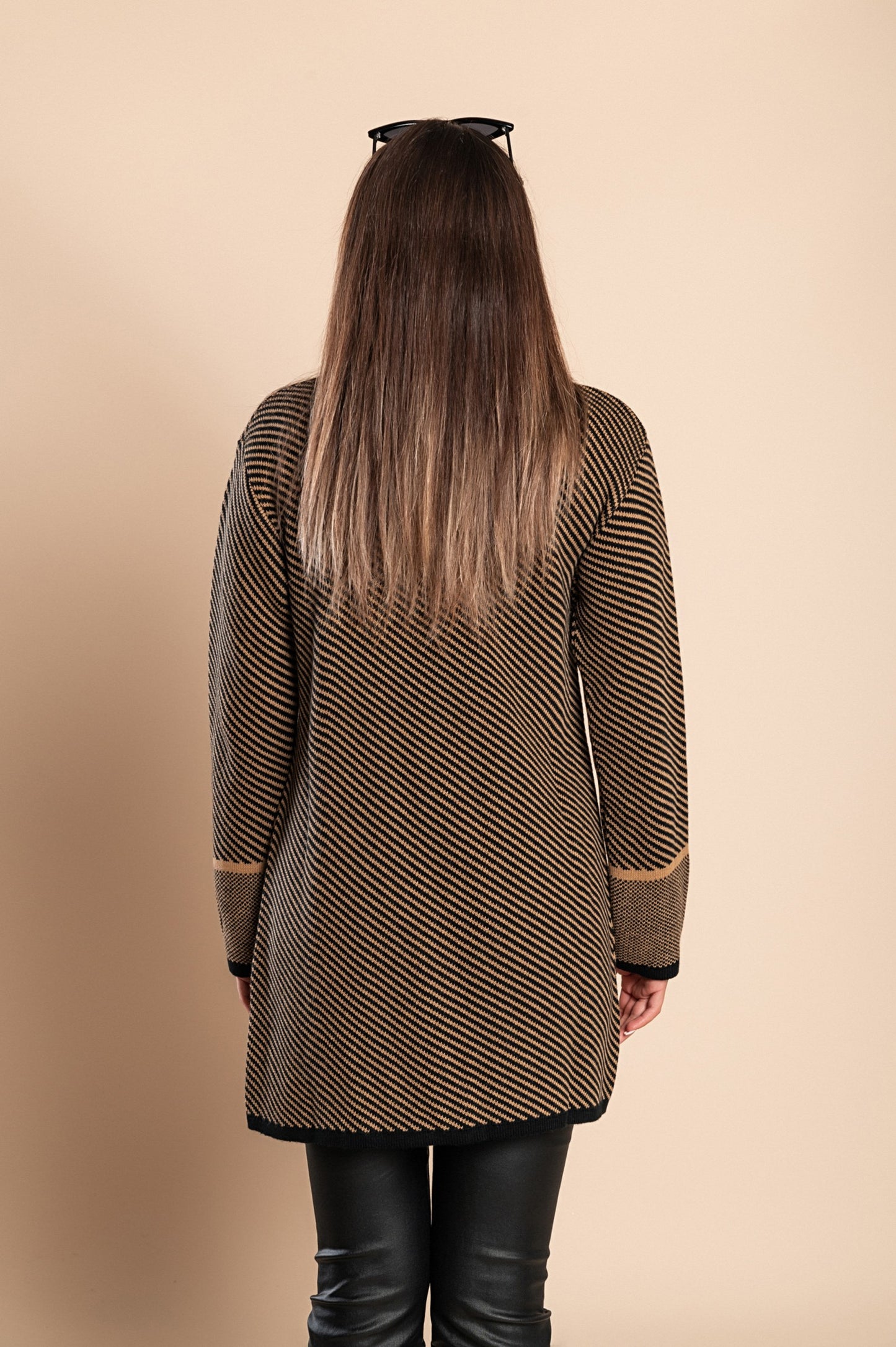 Cardigan lavorato a maglia con motivo, nero