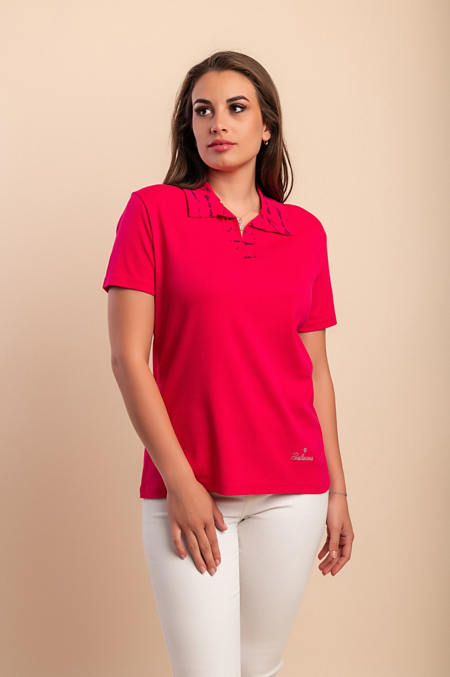 Maglietta con colletto, rosa