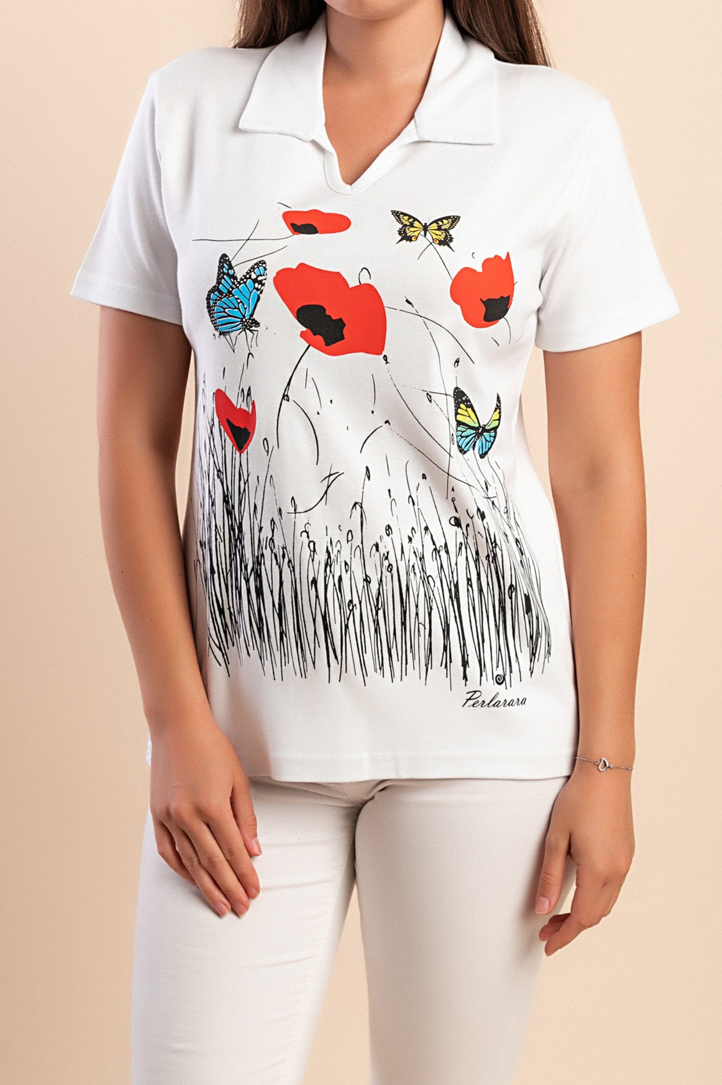 T-shirt in cotone con stampa, bianca
