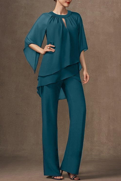 Elegante set tunica e pantaloni lunghi, blu scuro