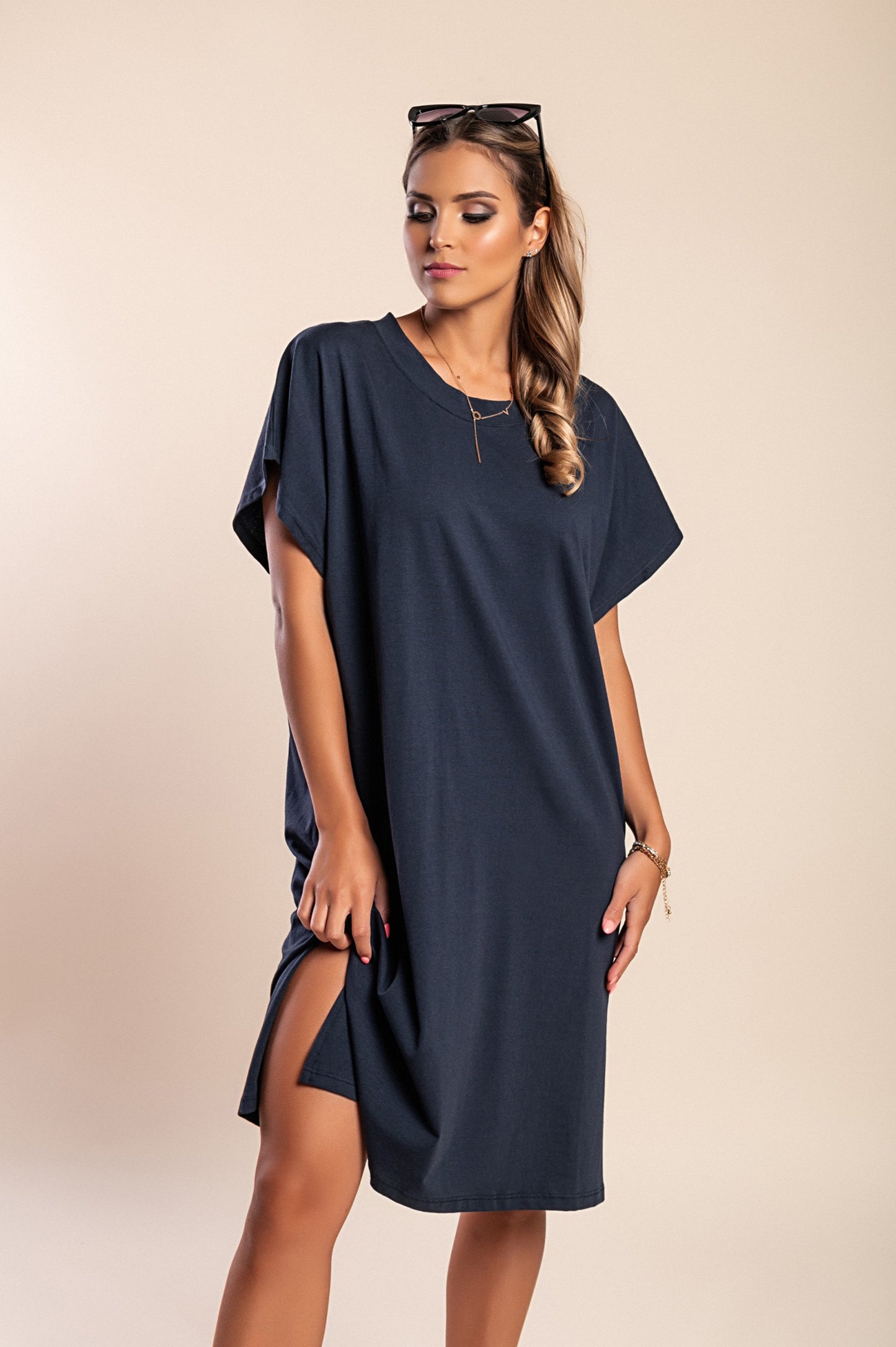 Mini abito con maniche ampie, grigio