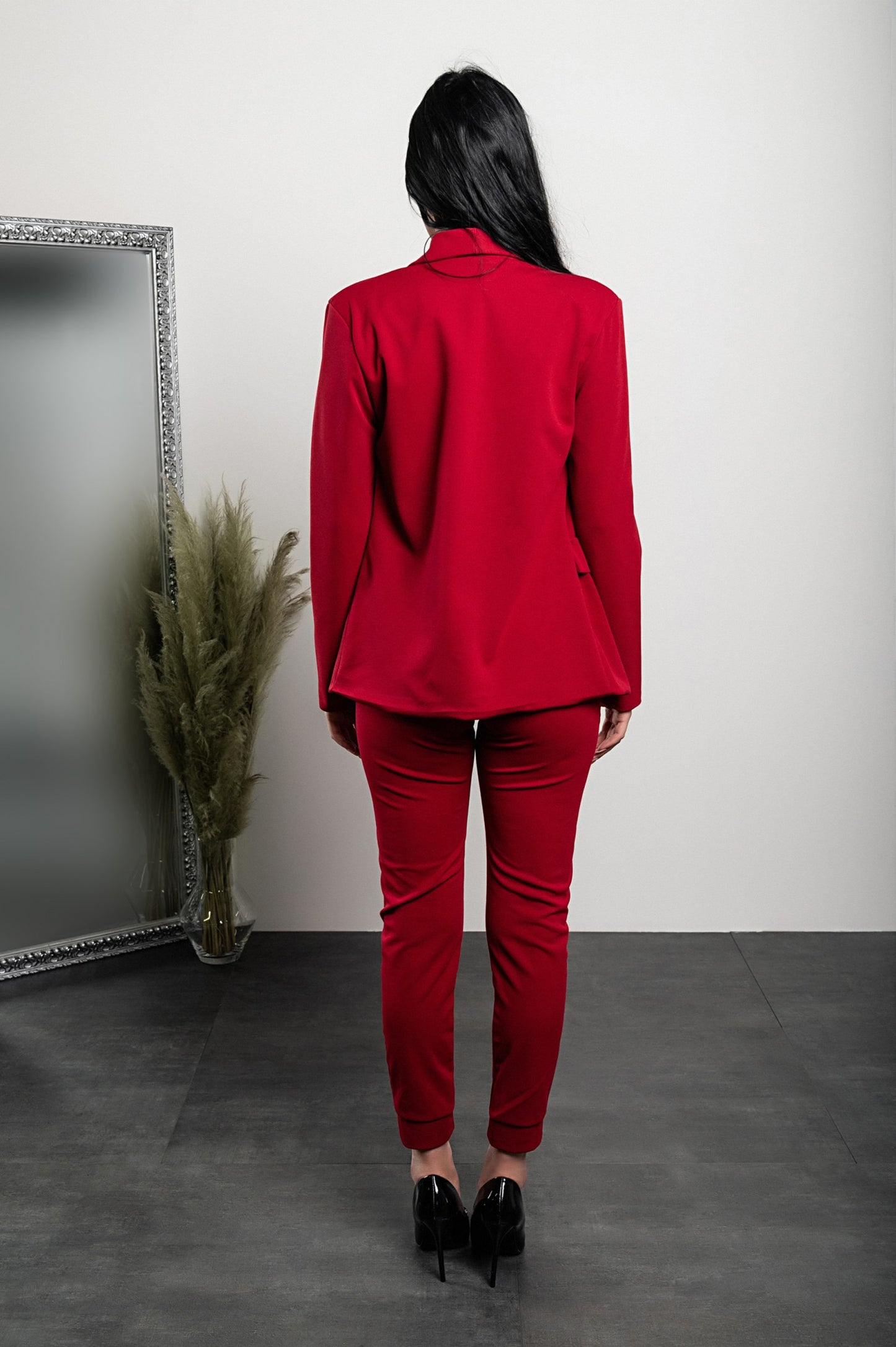 Completo di pantaloni e blazer elegante senza lettere Estrena, nero-nero