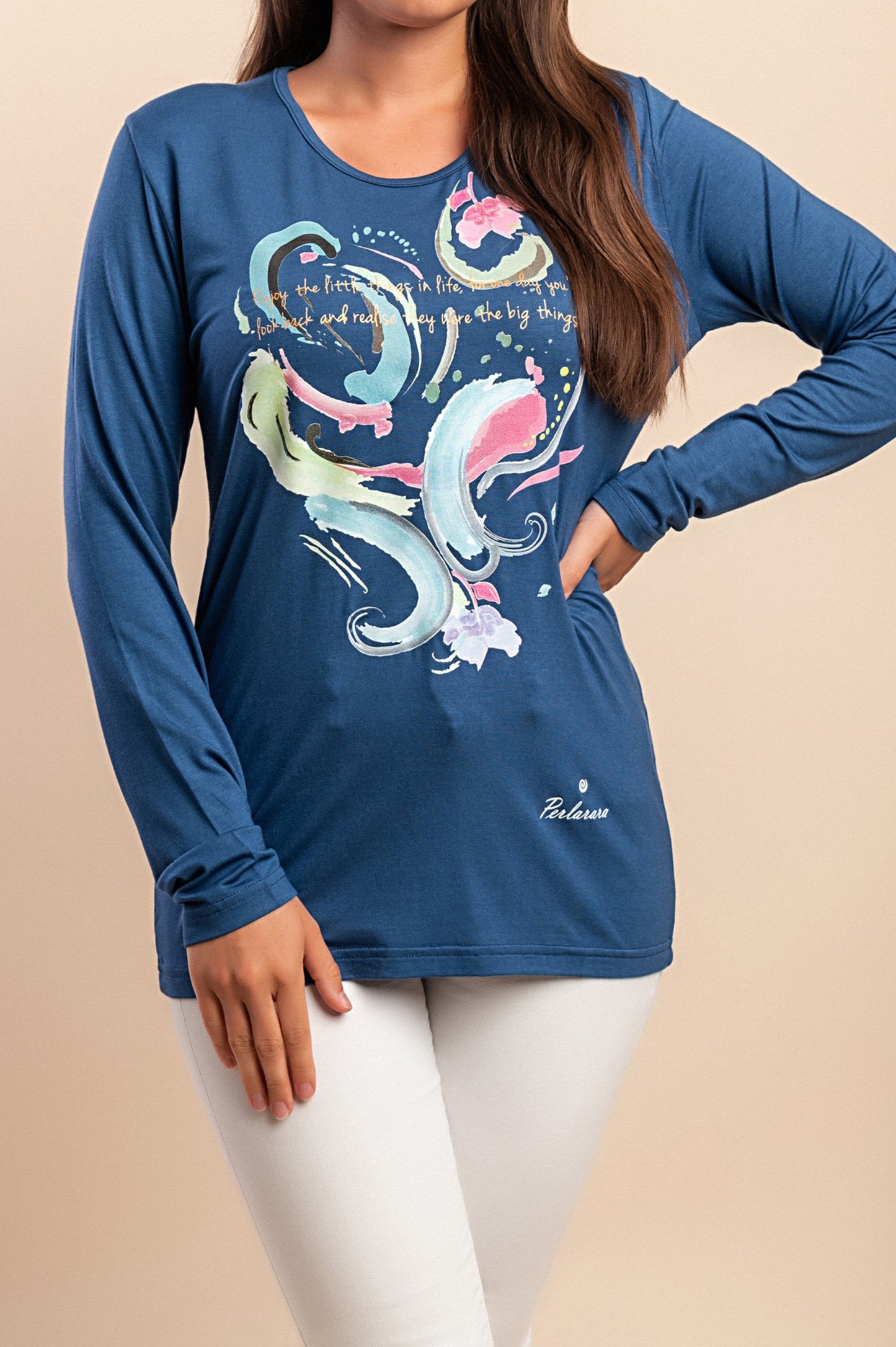 Top stampato, blu